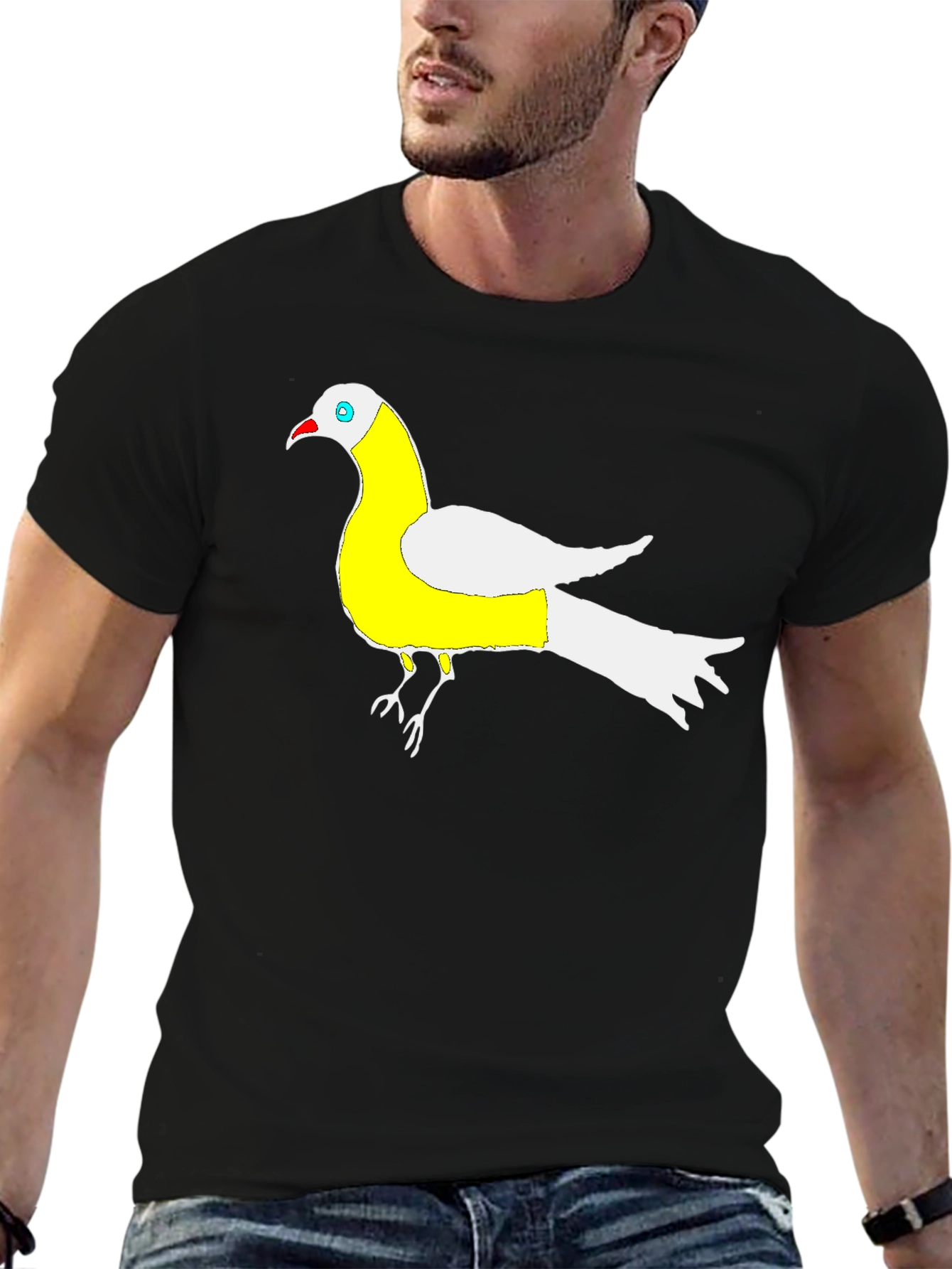 Unique Bird Graphic Black T-Shirt
