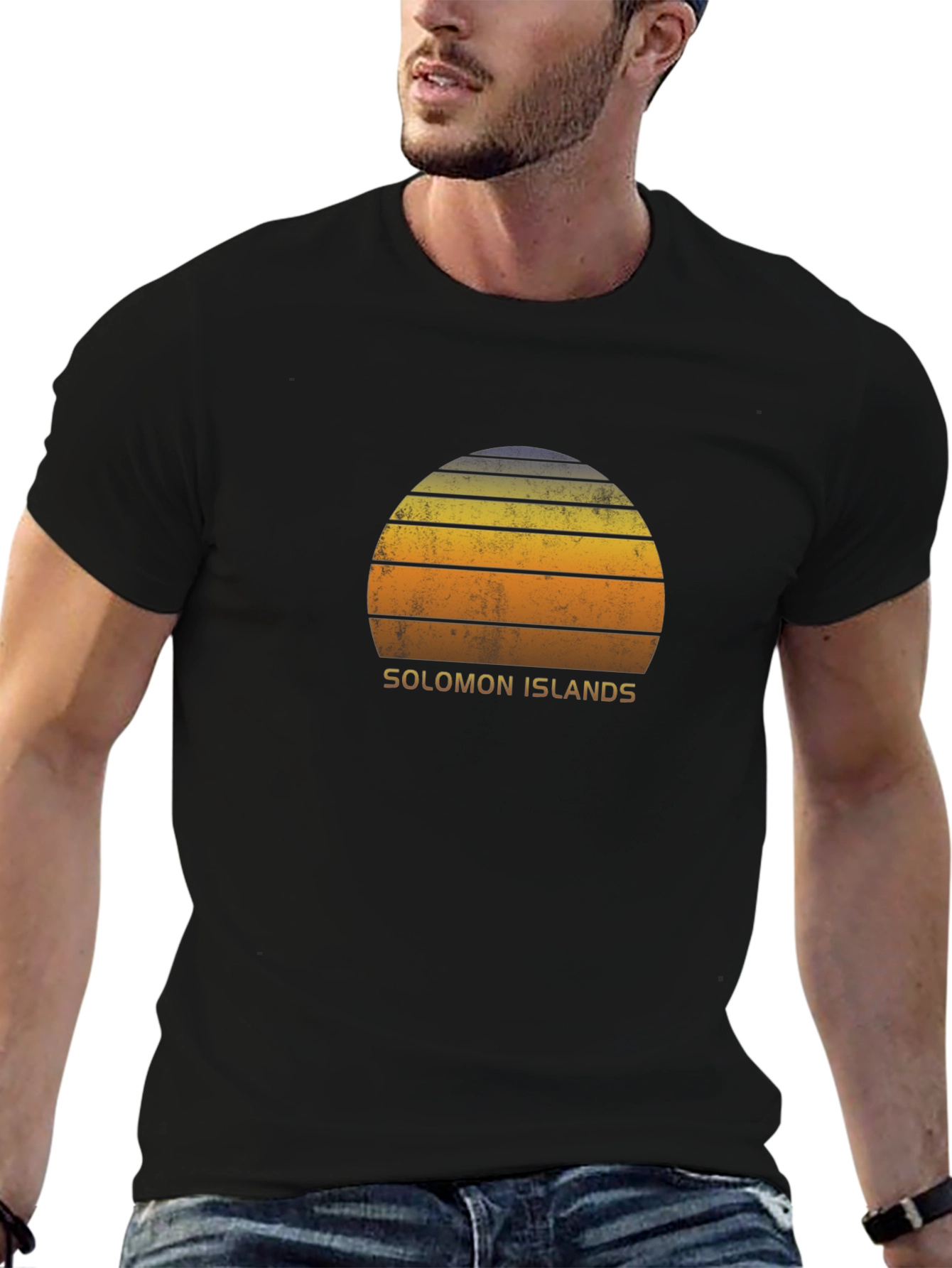 Solomon Islands Retro Sunset Graphic T-Shirt