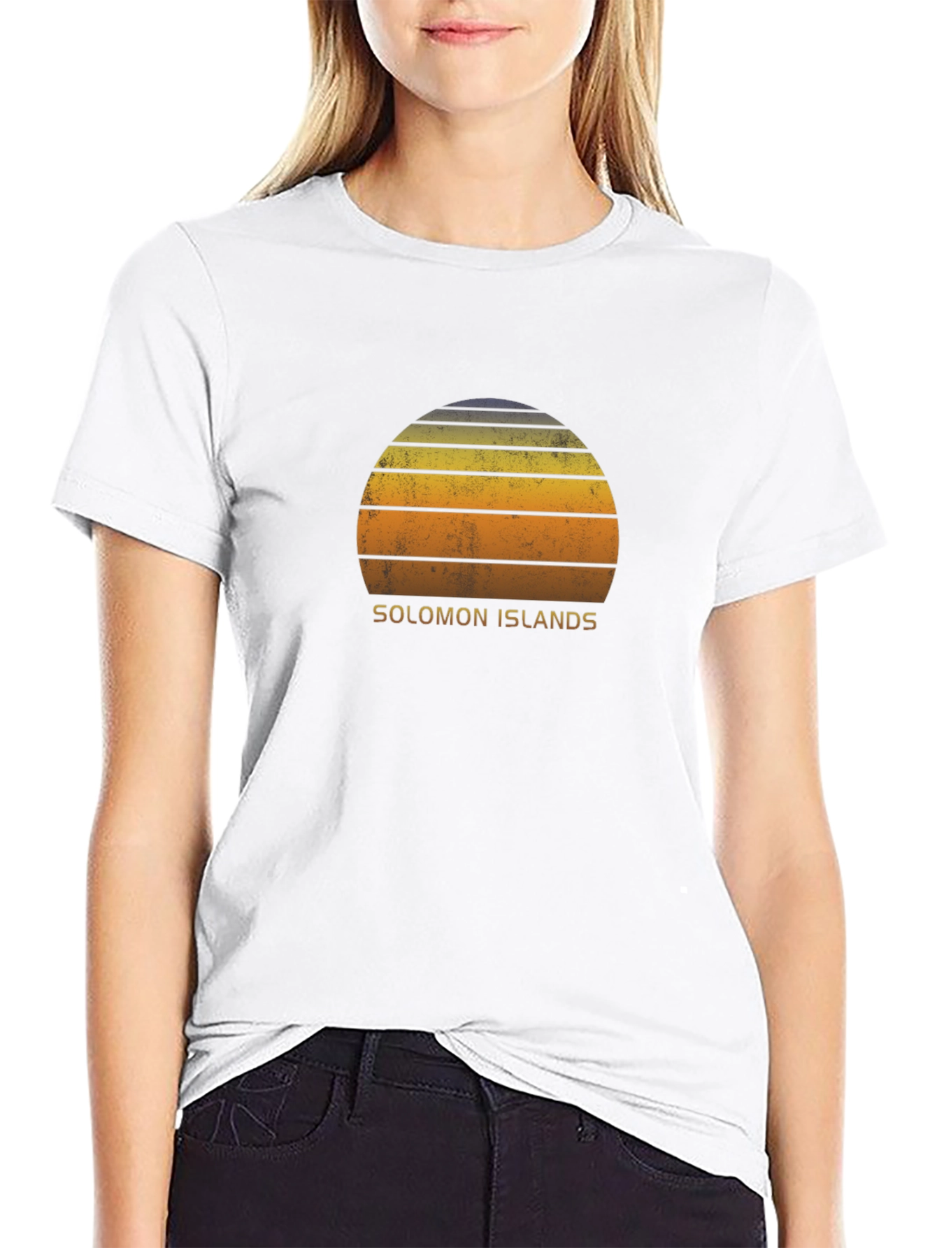 Solomon Islands Retro Sunset Graphic T-Shirt