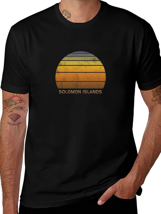 Solomon Islands Retro Sunset Graphic T-Shirt