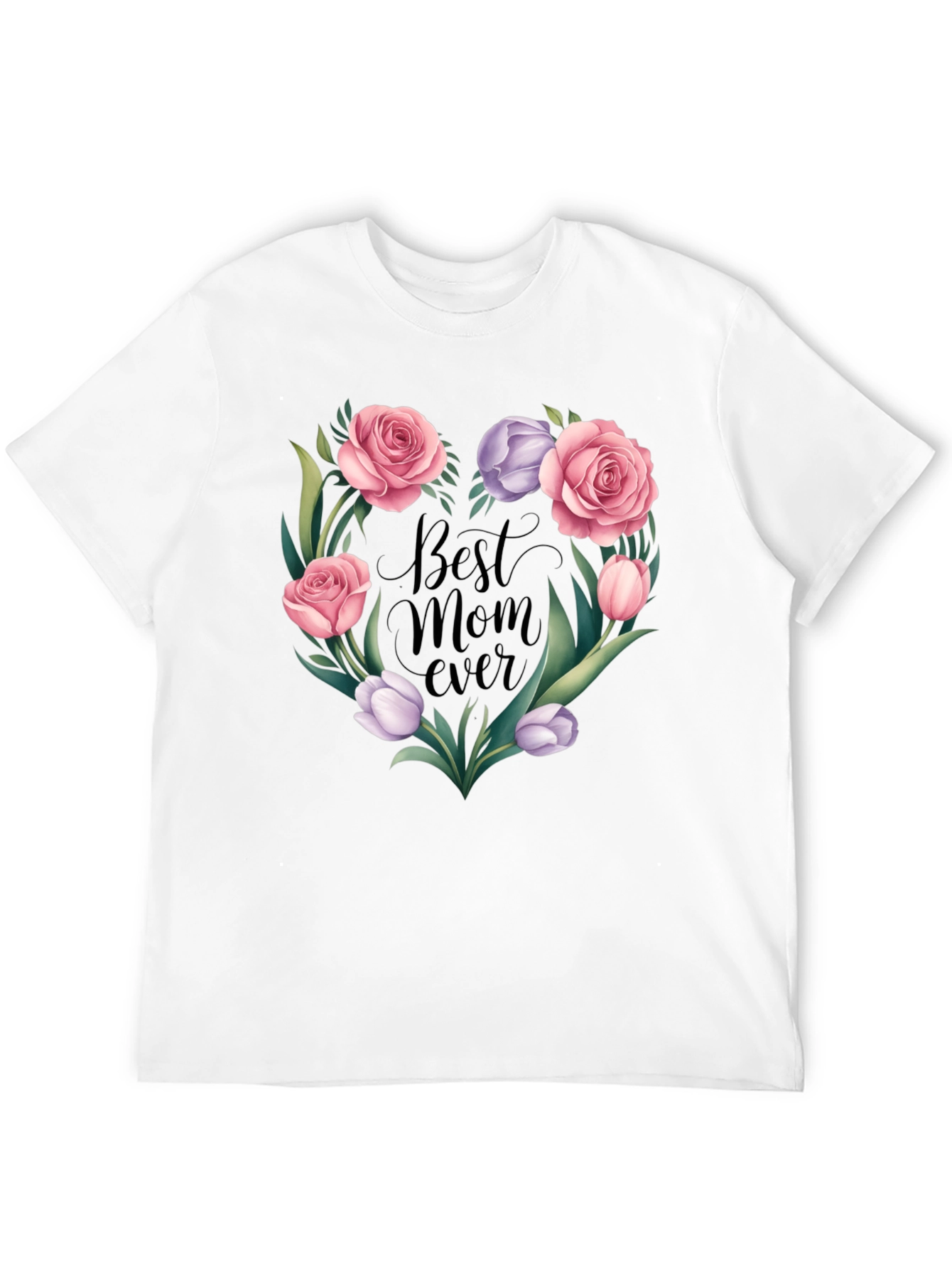 Best Mom Ever Floral Heart Graphic Tee
