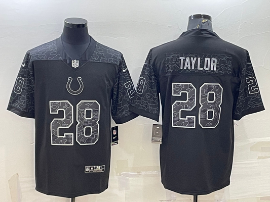 Men's Indianapolis Colts Jonathan Taylor #28 Black RFLCTV Limited Jerseys