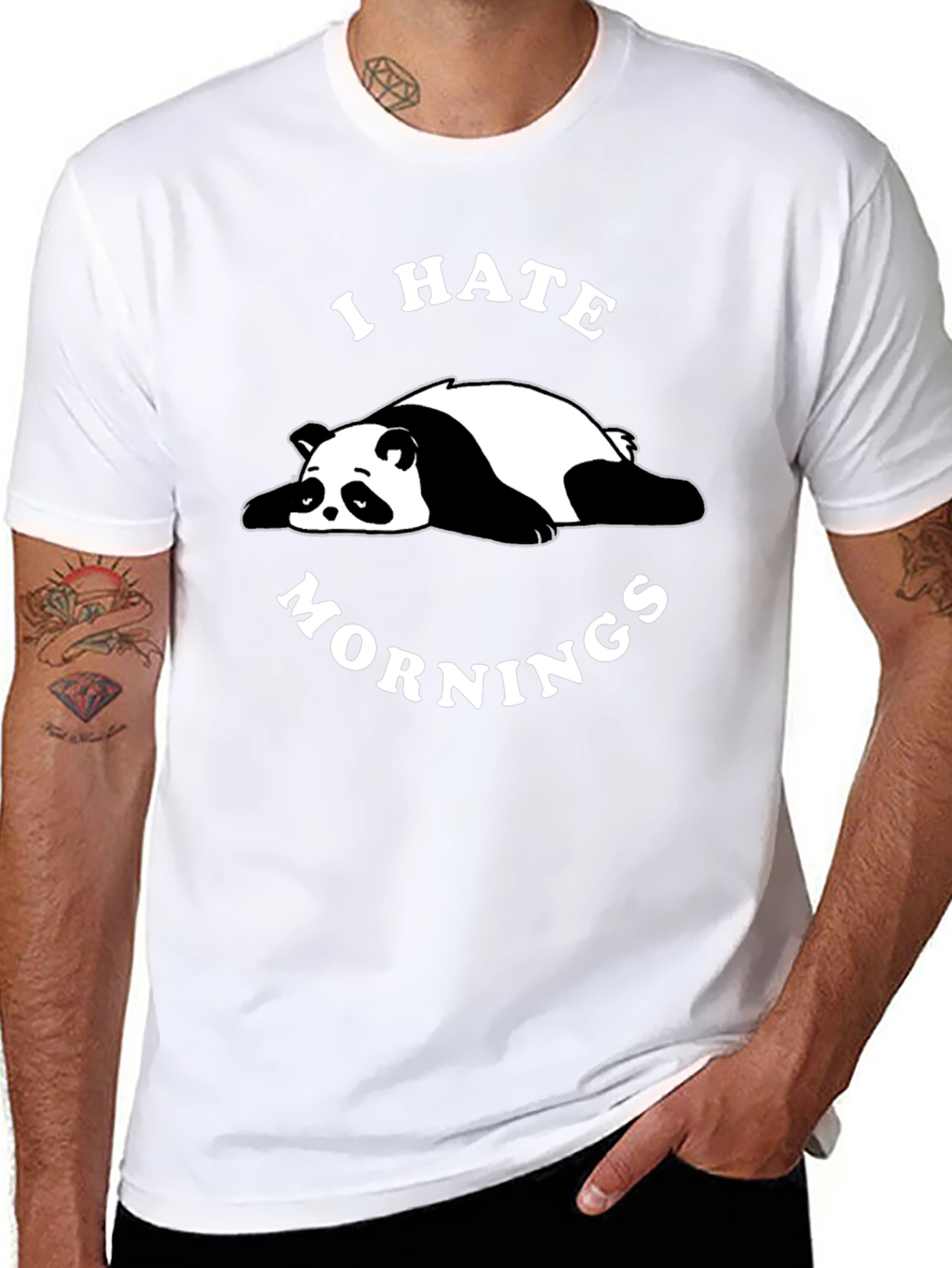 I Hate Mornings Panda Black T-Shirt