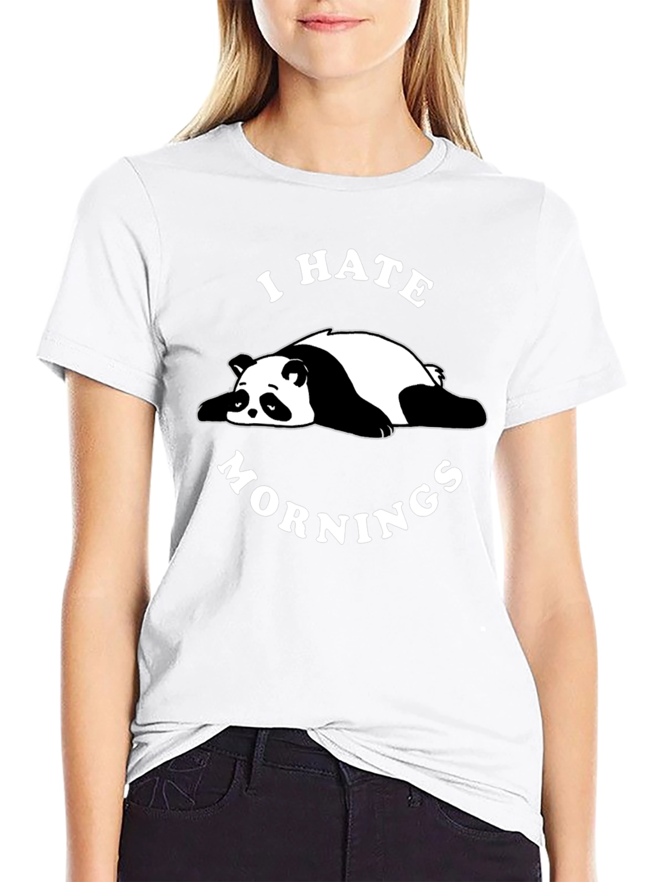 I Hate Mornings Panda Black T-Shirt