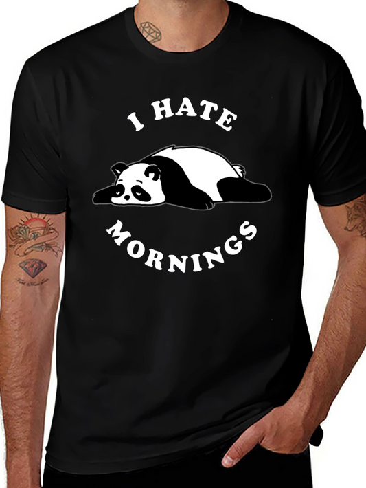 I Hate Mornings Panda Black T-Shirt