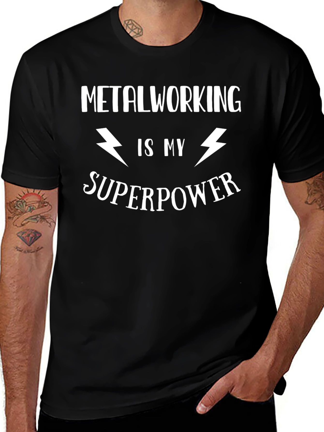 Metalworking is My Superpower Black Graphic T-Shirt