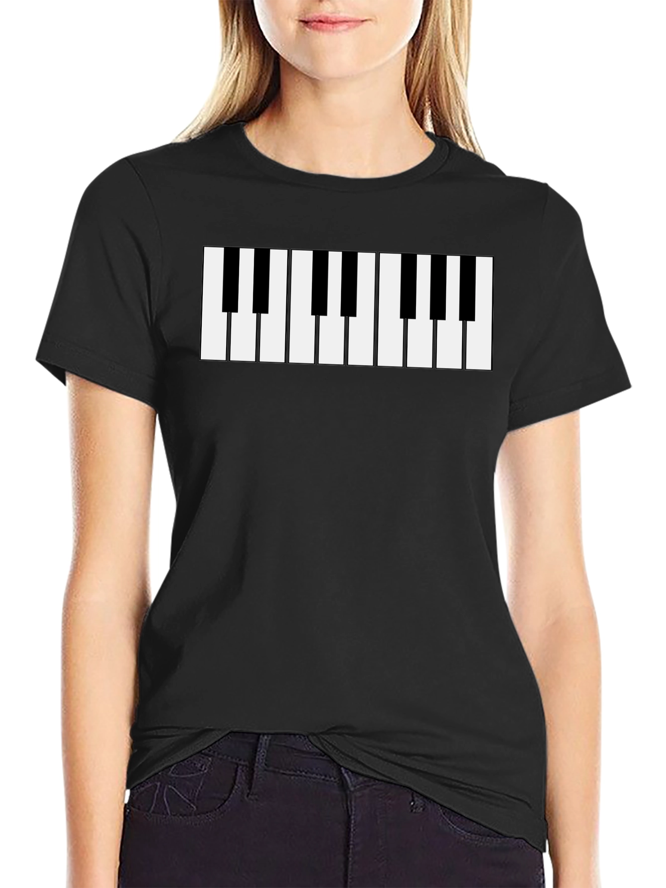 Piano Keys Graphic T-Shirt - Black Music Tee