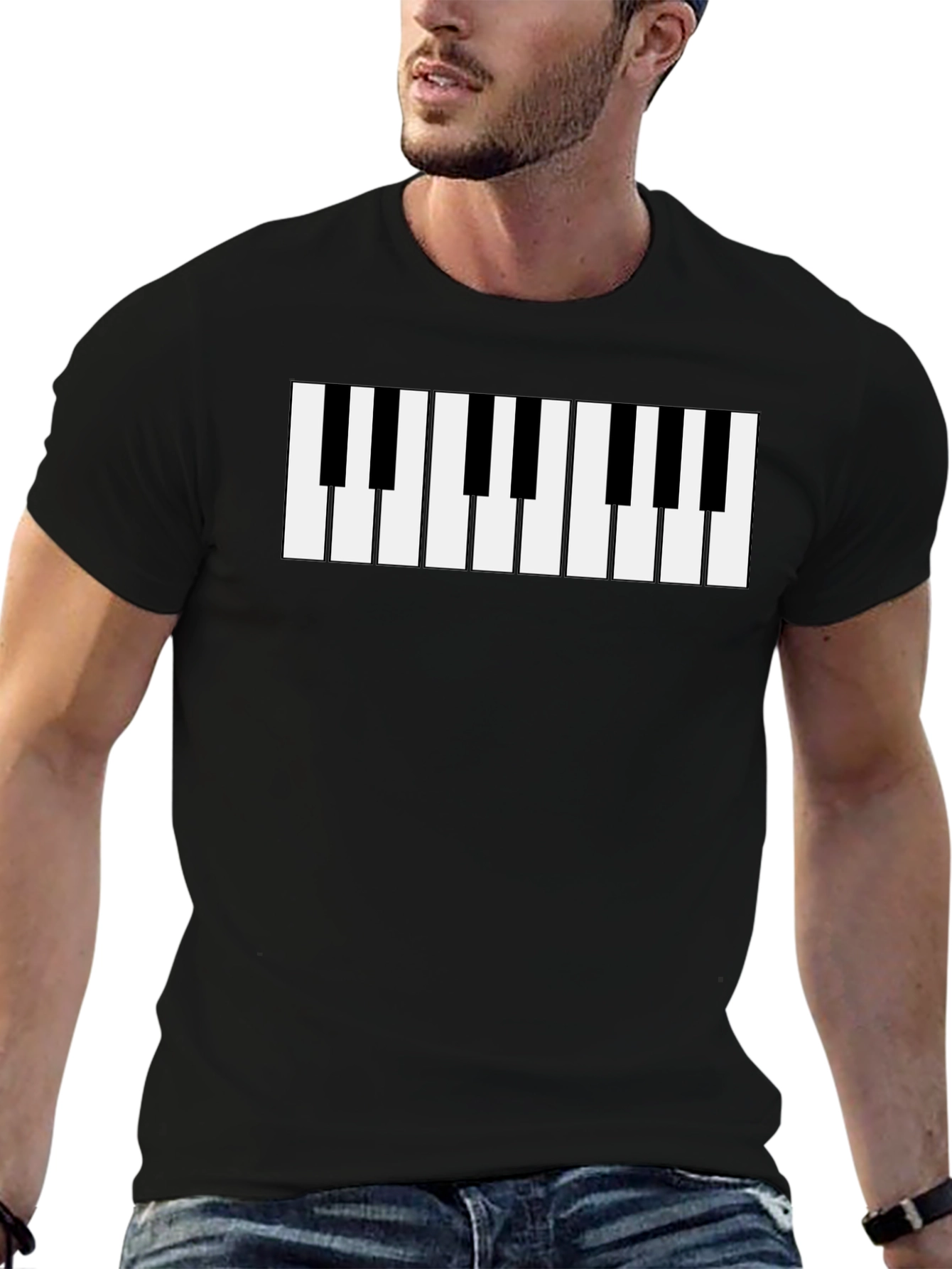 Piano Keys Graphic T-Shirt - Black Music Tee