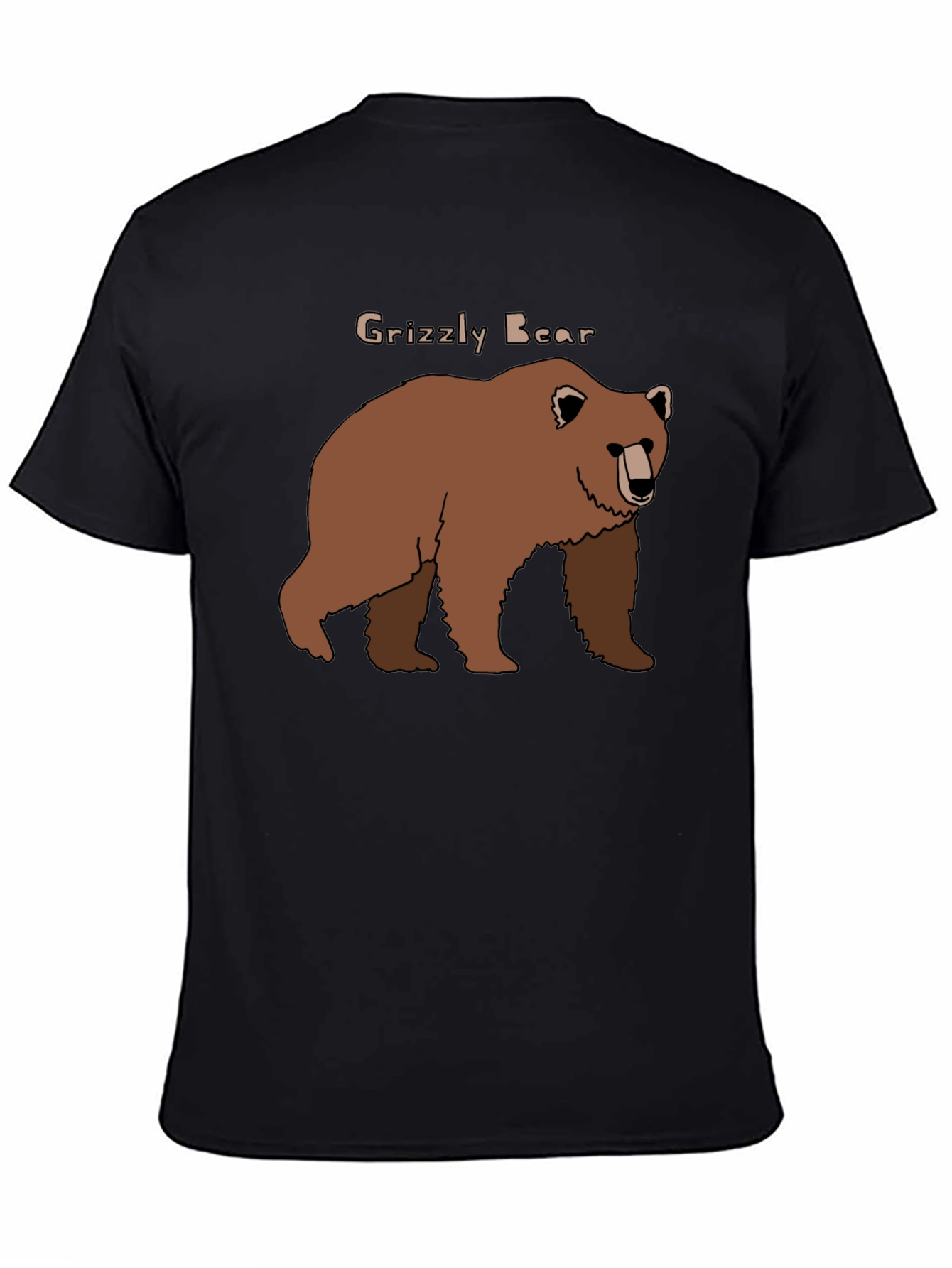 Grizzly Bear Graphic Tee - Black Cotton Blend