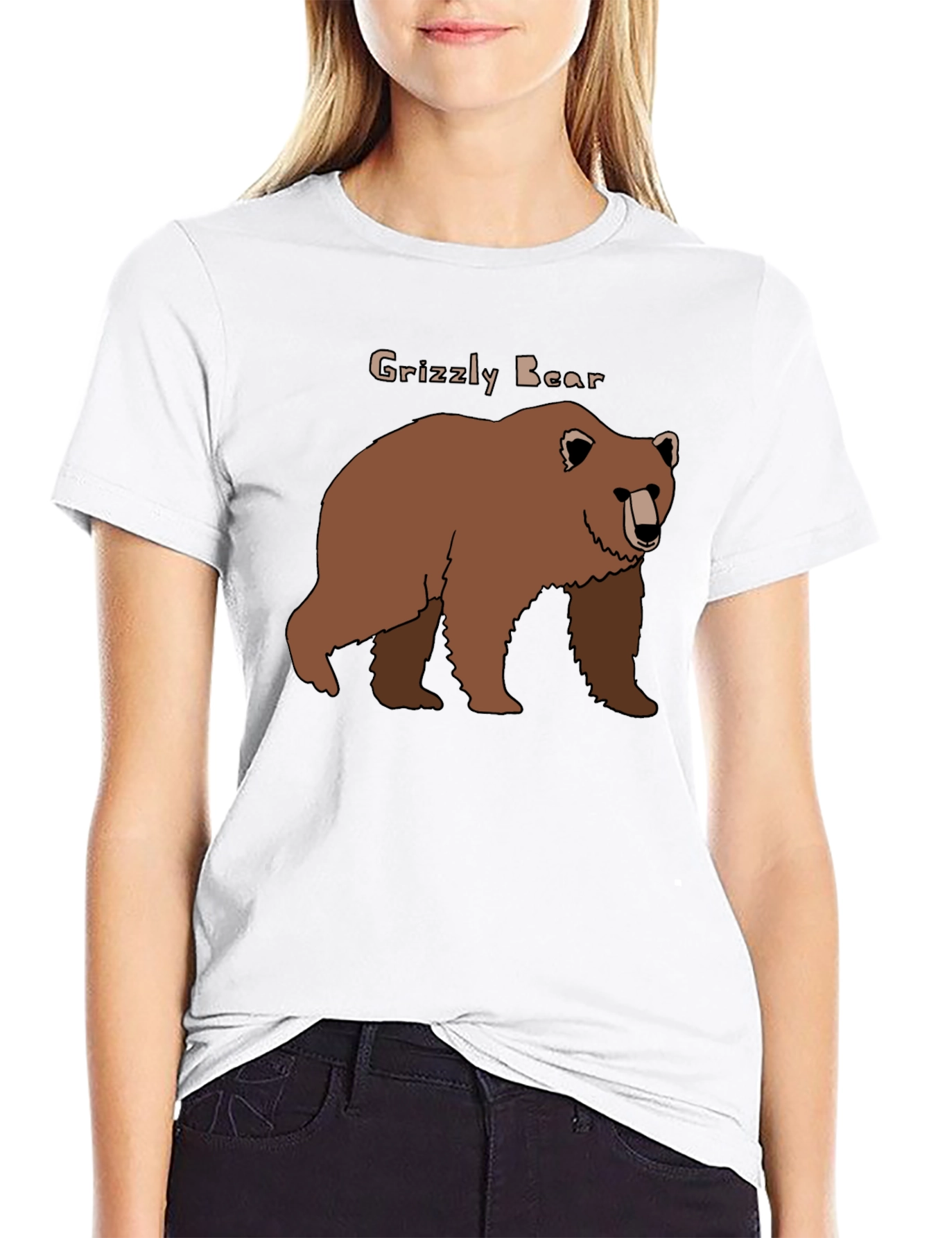 Grizzly Bear Graphic Tee - Black Cotton Blend