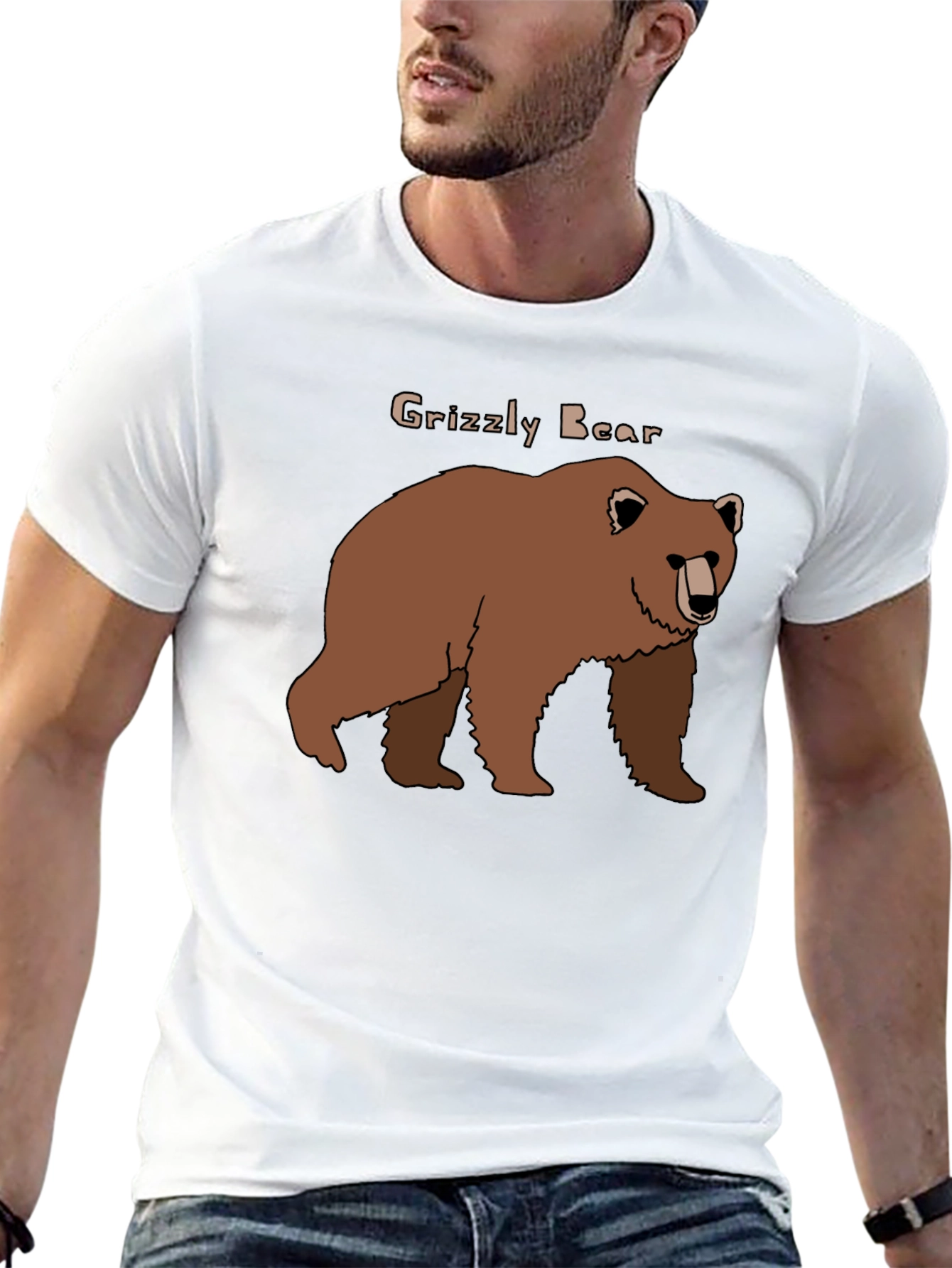 Grizzly Bear Graphic Tee - Black Cotton Blend