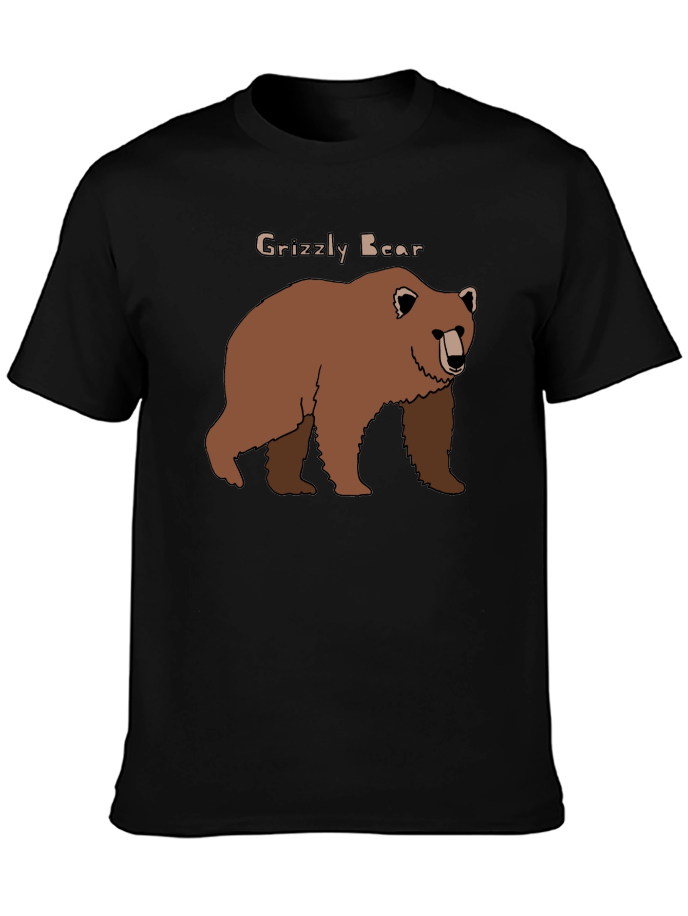 Grizzly Bear Graphic Tee - Black Cotton Blend