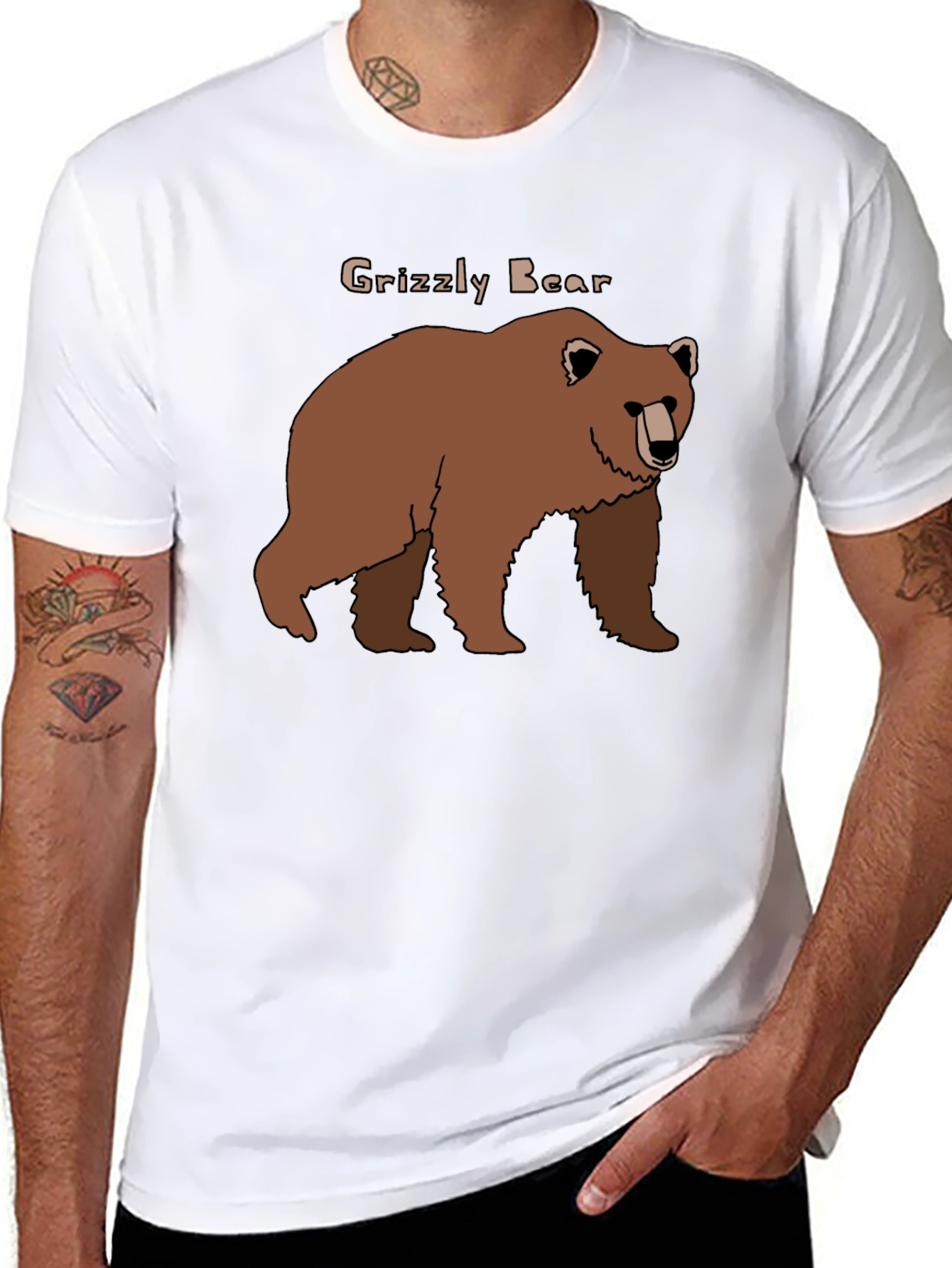Grizzly Bear Graphic Tee - Black Cotton Blend
