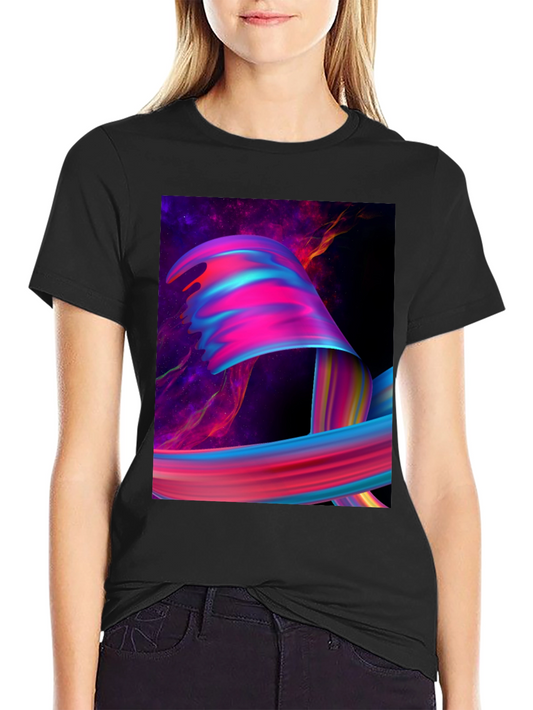Abstract Galaxy Swirl Graphic Tee - Black