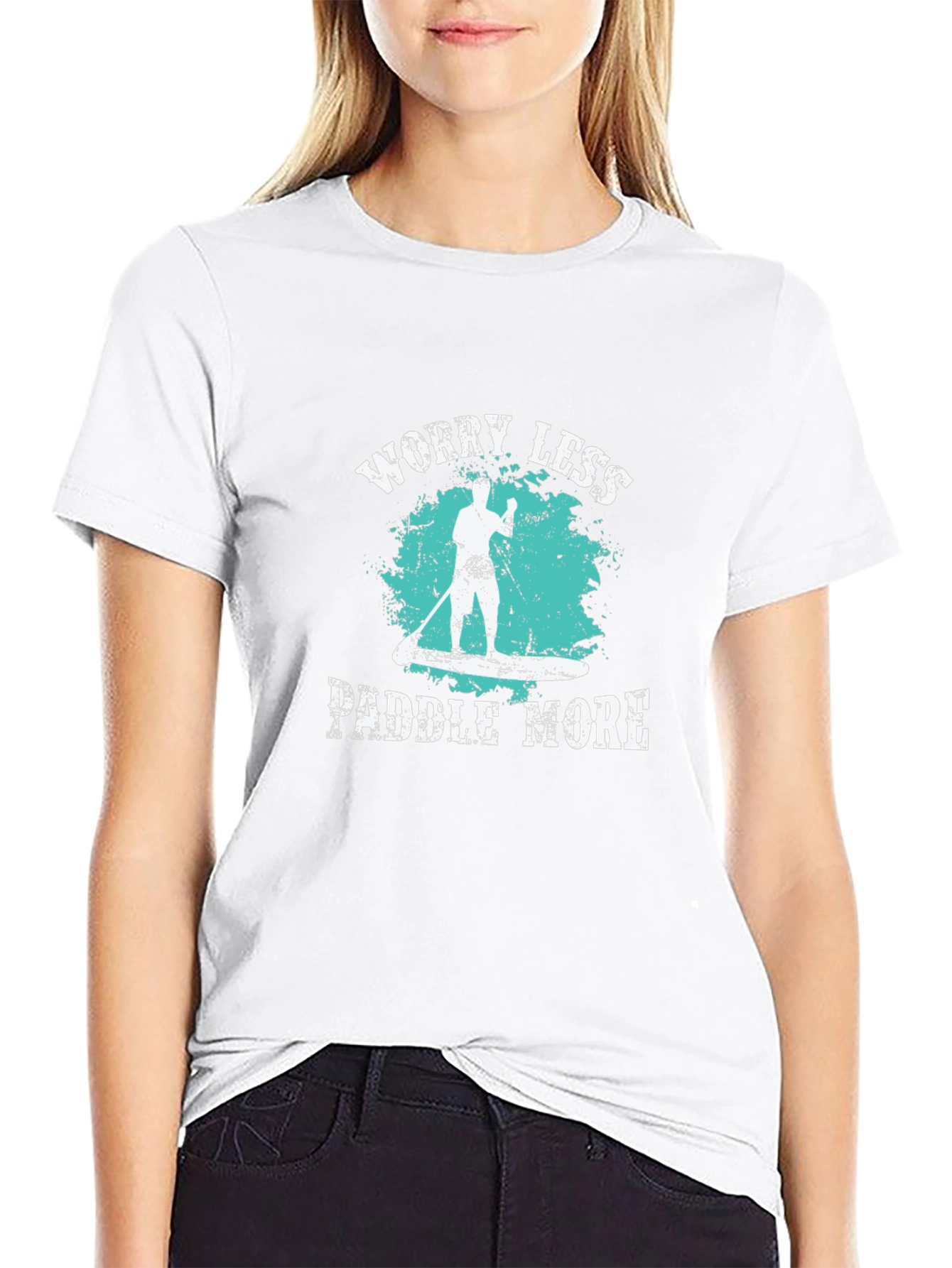 Worry Less Paddle More Black T-Shirt