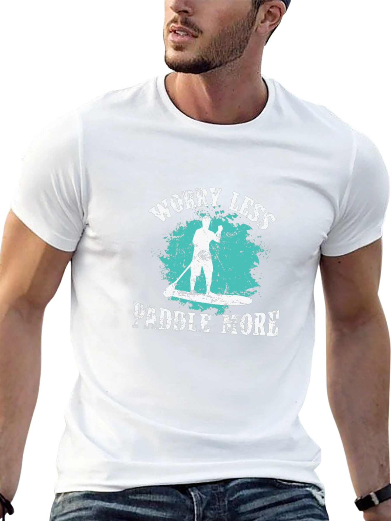Worry Less Paddle More Black T-Shirt