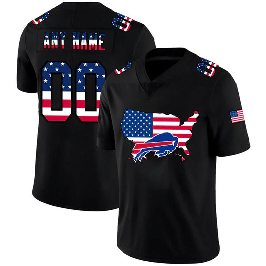 Custom1 Buffalo Bills Football Black Limited Fashion Flag Stitched Jerseys Football Jerseys