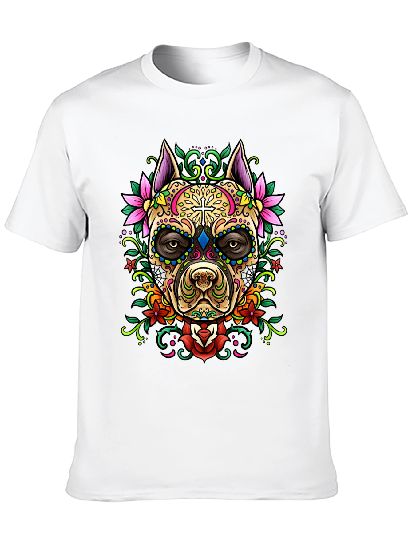 Sugar Skull Dog Graphic T-Shirt