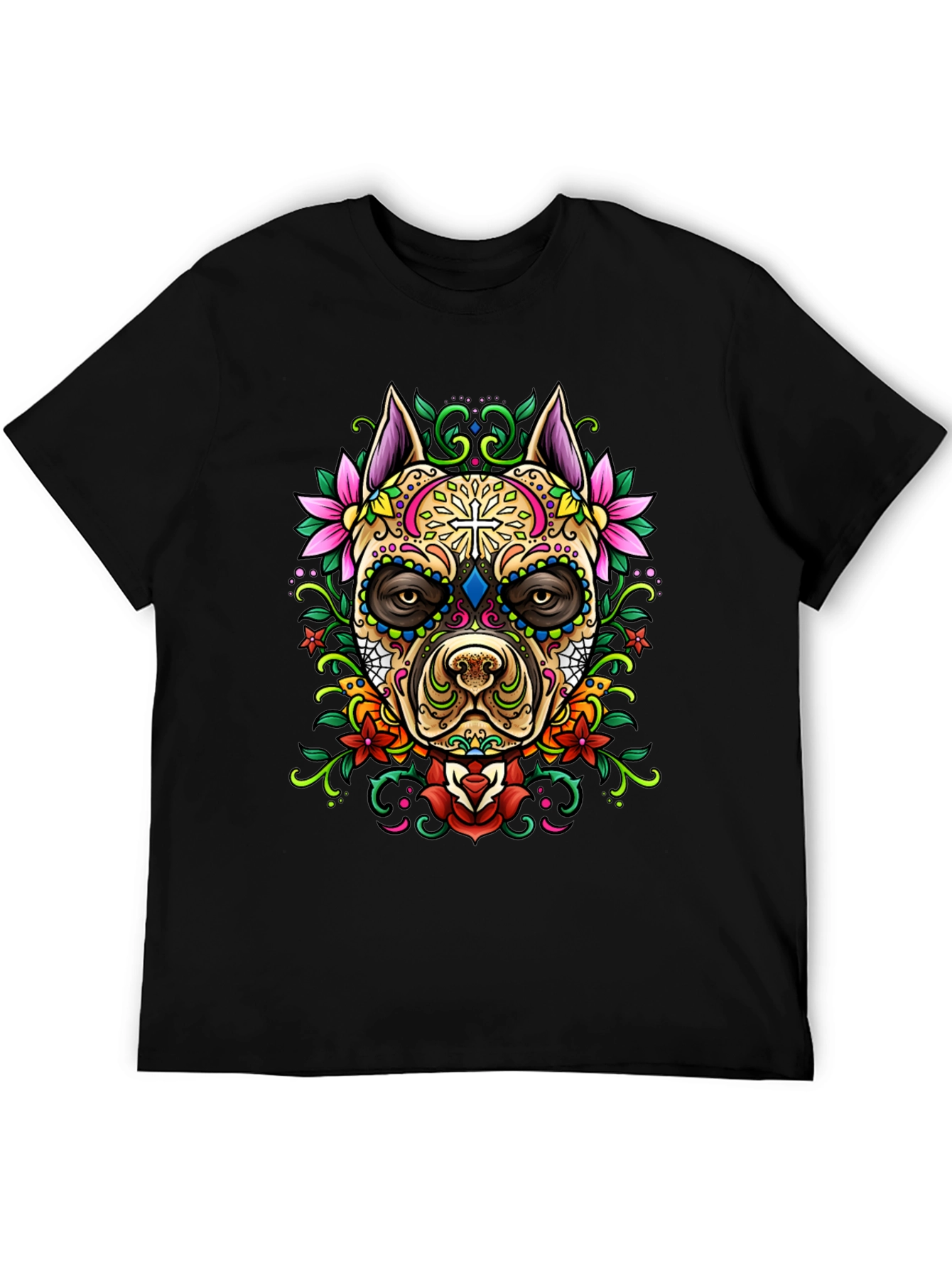 Sugar Skull Dog Graphic T-Shirt