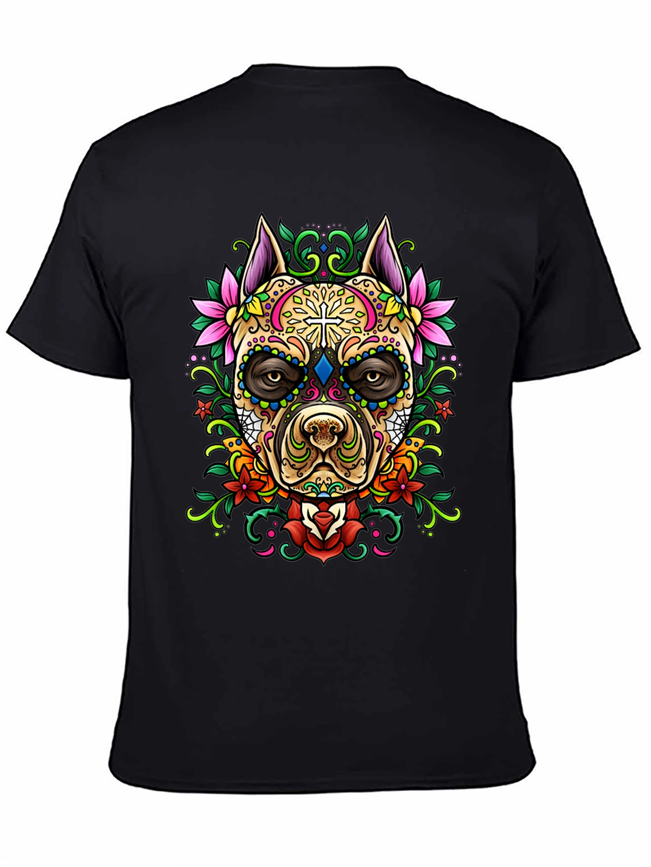 Sugar Skull Dog Graphic T-Shirt
