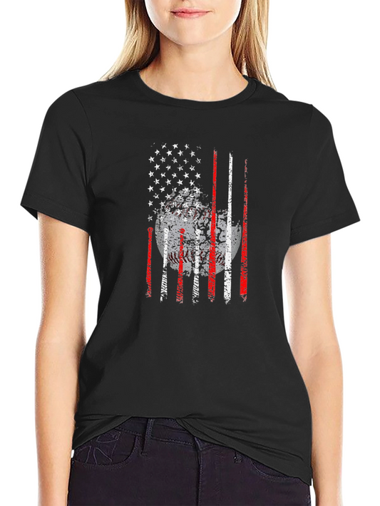 Baseball USA Flag Graphic T-Shirt