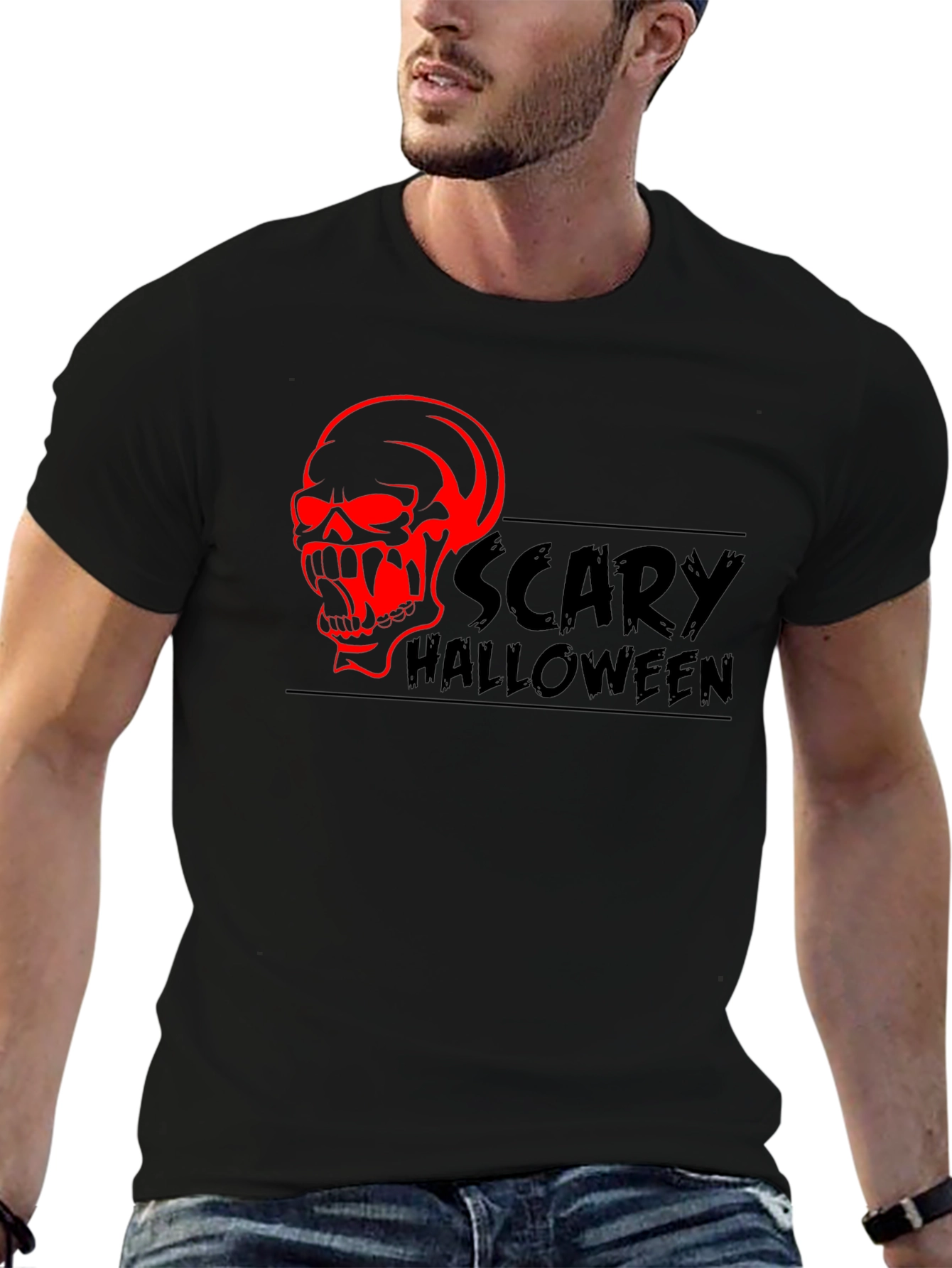 Scary Halloween Skull Graphic T-Shirt
