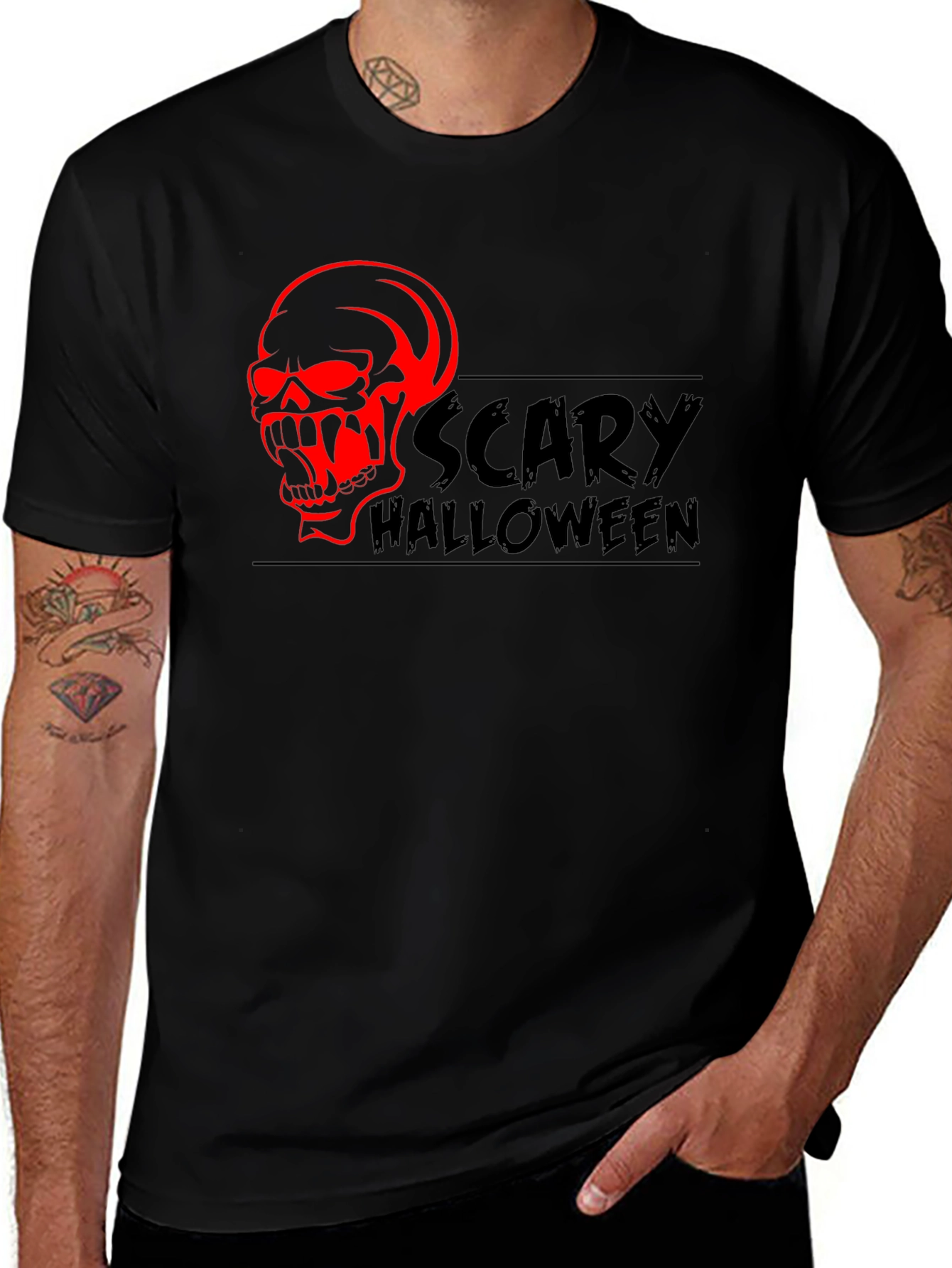 Scary Halloween Skull Graphic T-Shirt