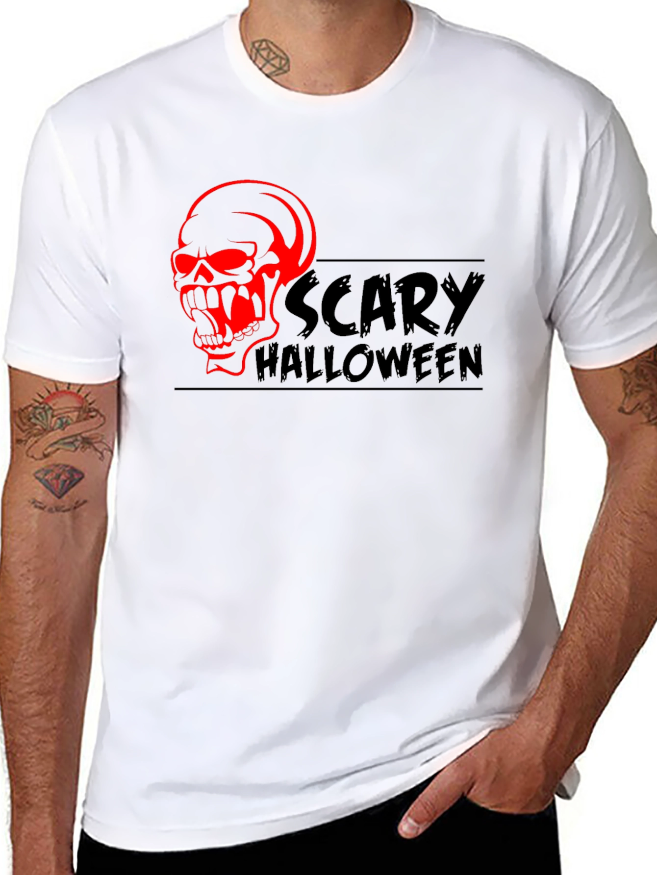 Scary Halloween Skull Graphic T-Shirt