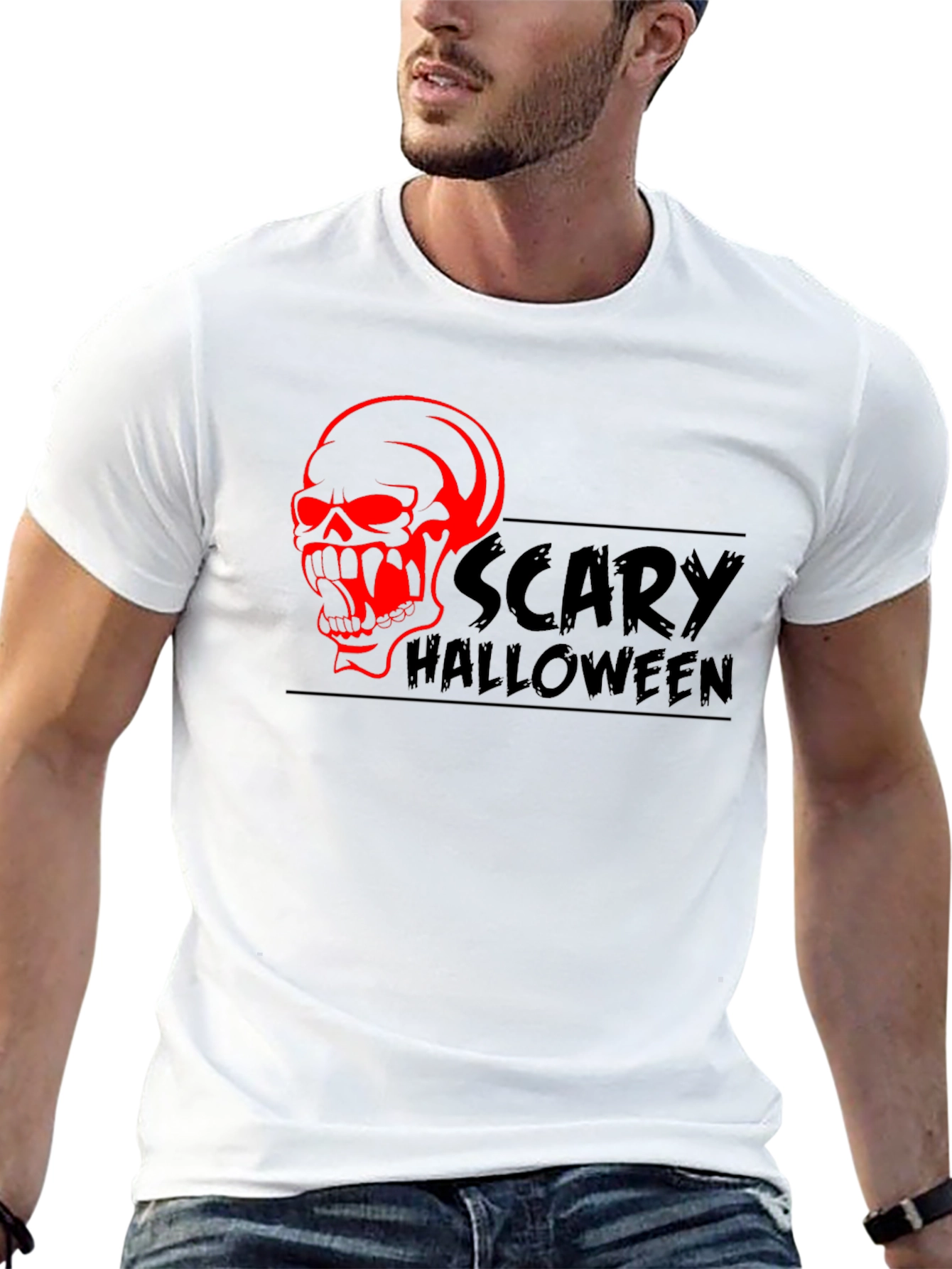 Scary Halloween Skull Graphic T-Shirt