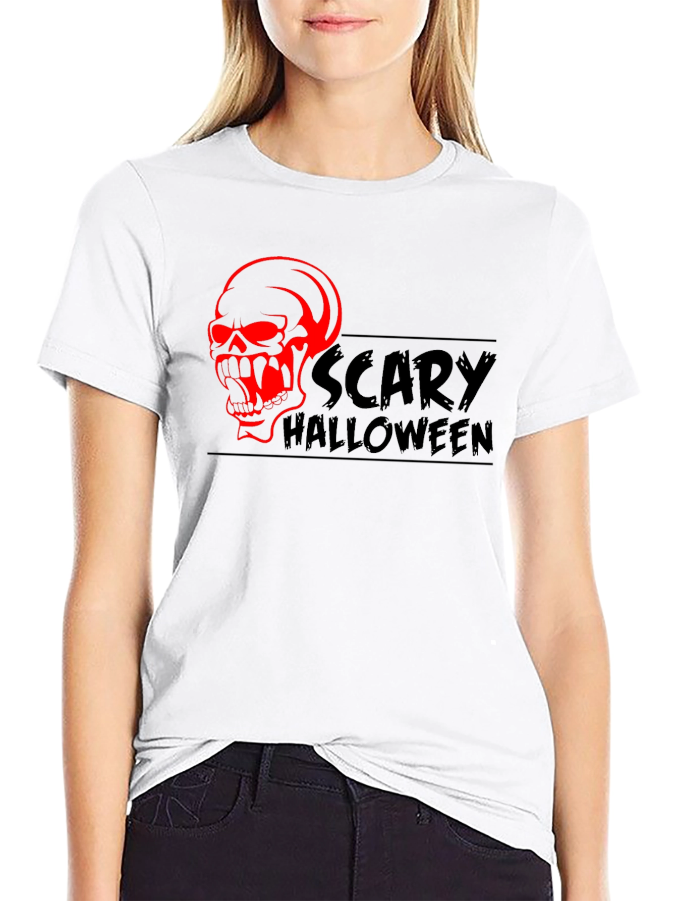 Scary Halloween Skull Graphic T-Shirt