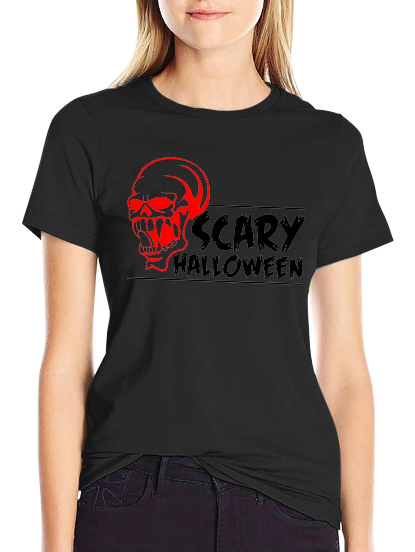 Scary Halloween Skull Graphic T-Shirt