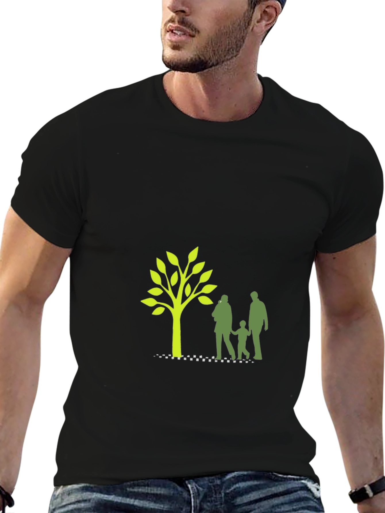 Family Tree Graphic T-Shirt - Black