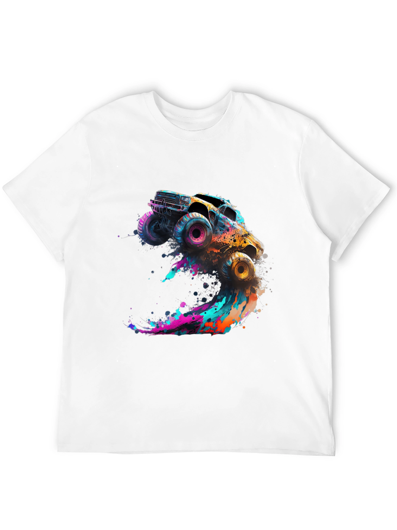 Monster Truck Splash Graphic Tee - Black Cotton Blend