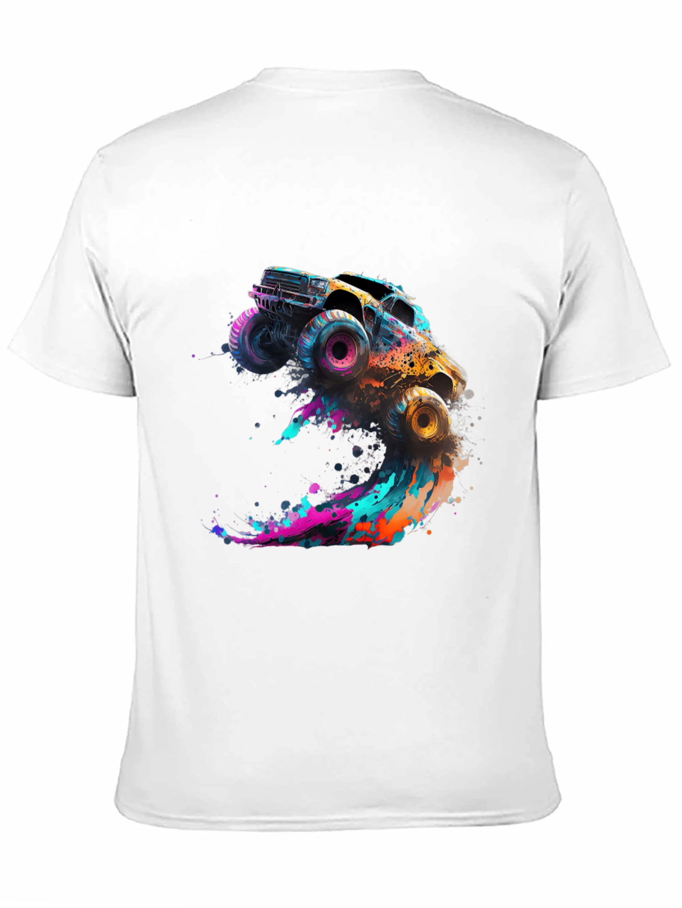 Monster Truck Splash Graphic Tee - Black Cotton Blend