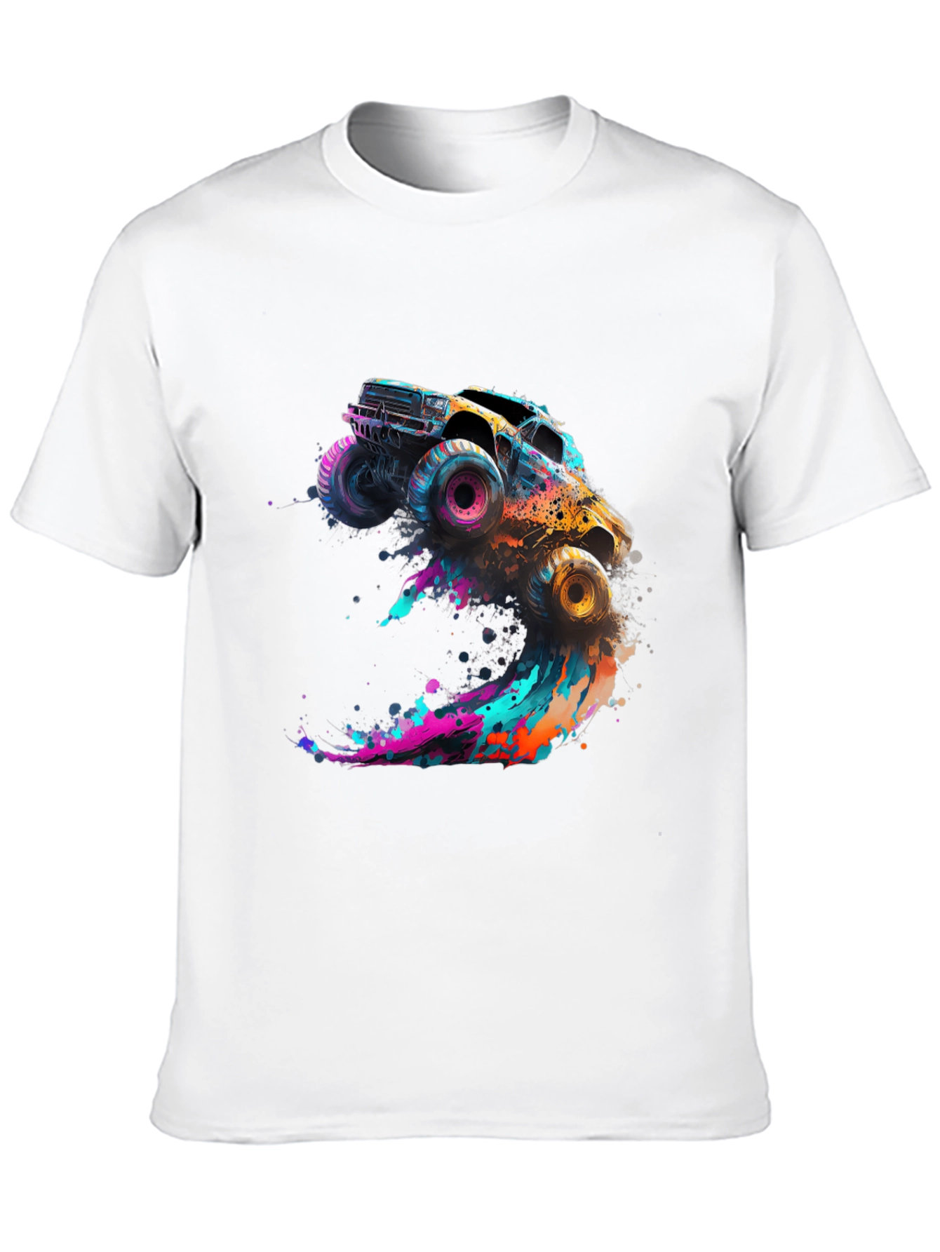 Monster Truck Splash Graphic Tee - Black Cotton Blend