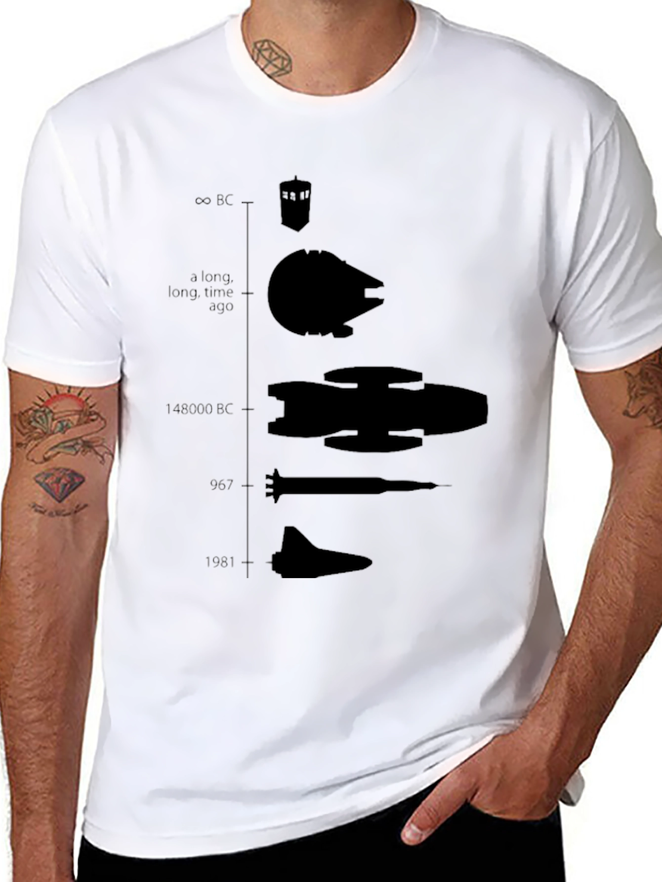 Sci-Fi Spaceship Evolution Black T-Shirt