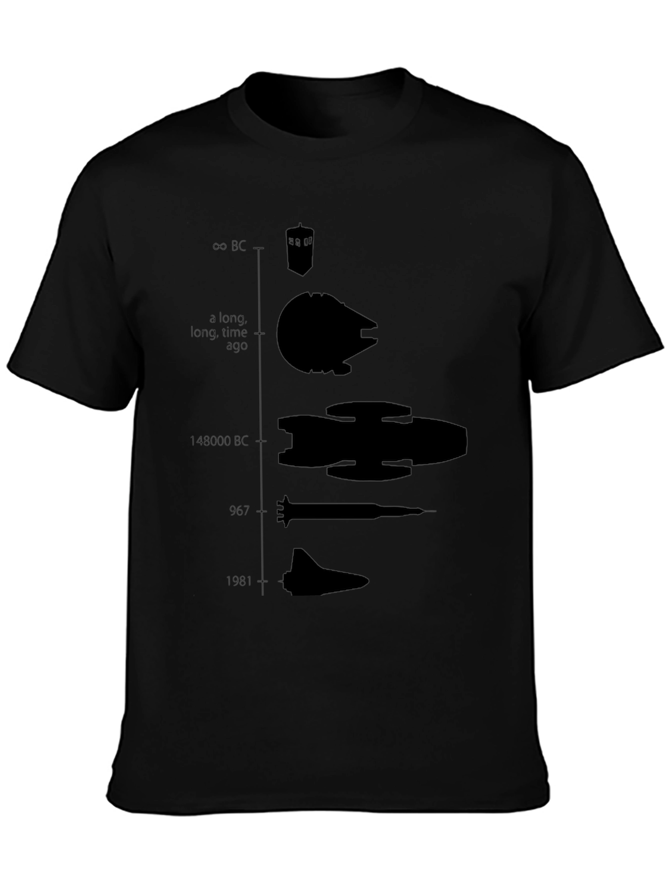 Sci-Fi Spaceship Evolution Black T-Shirt