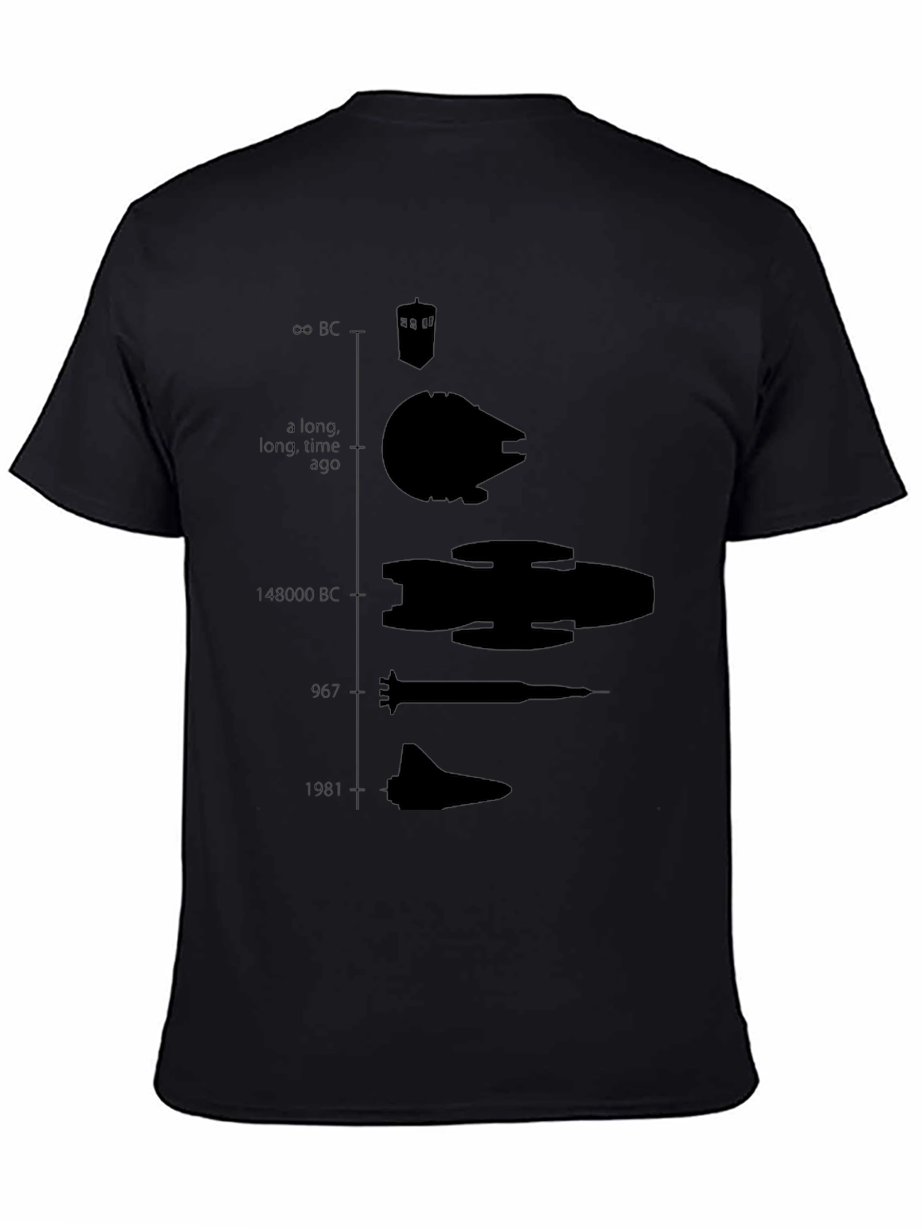 Sci-Fi Spaceship Evolution Black T-Shirt