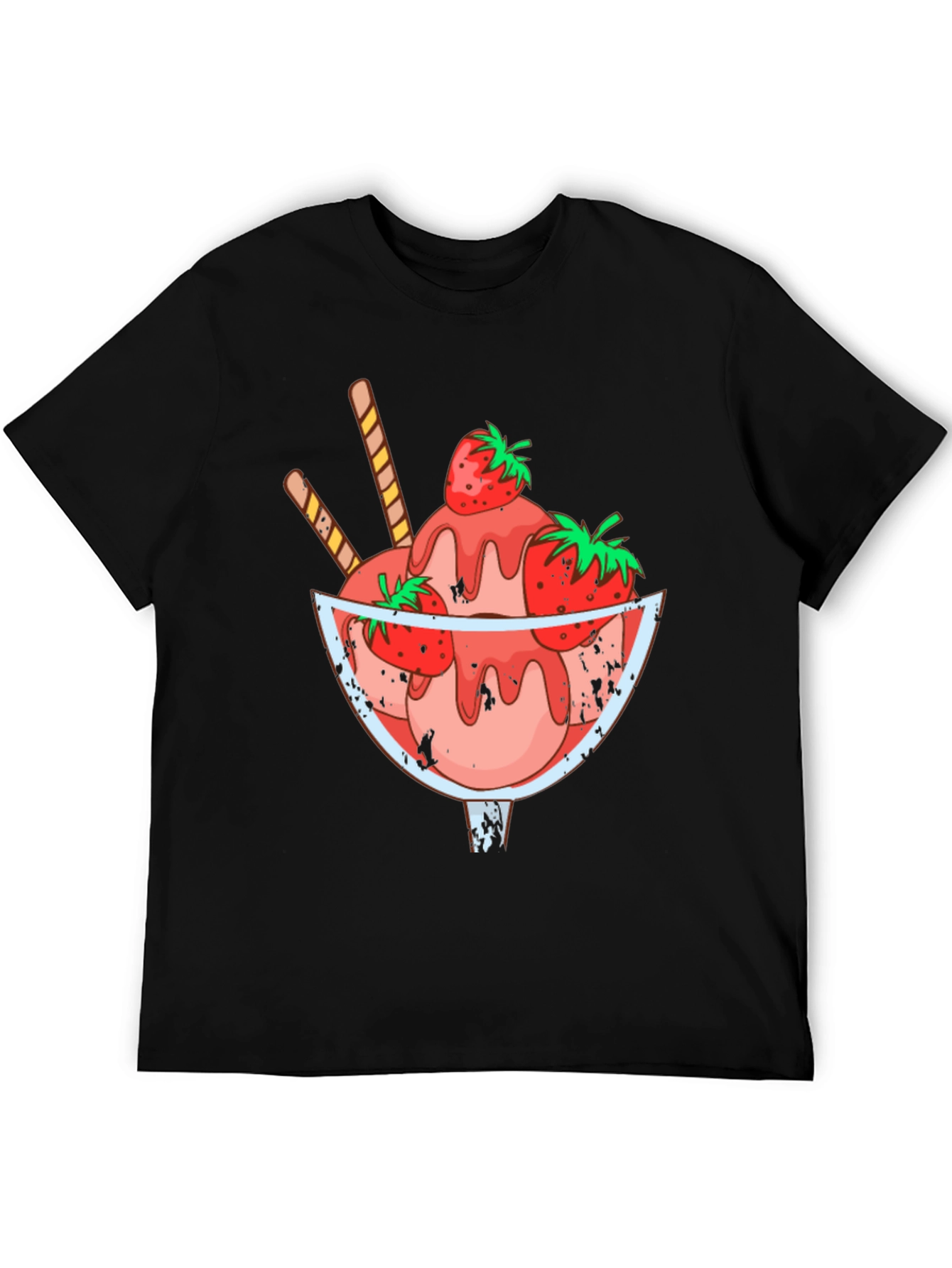Strawberry Sundae Graphic T-Shirt - Black