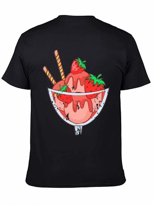 Strawberry Sundae Graphic T-Shirt - Black