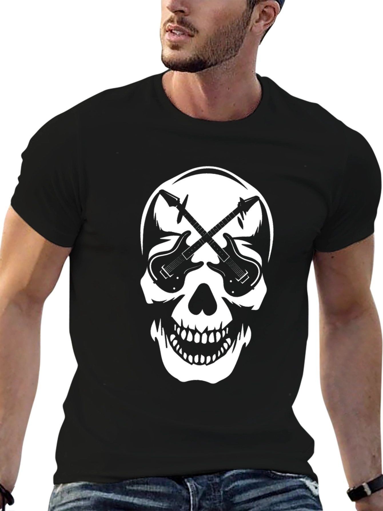 Skull & Guitars Graphic Tee - Rocker Style