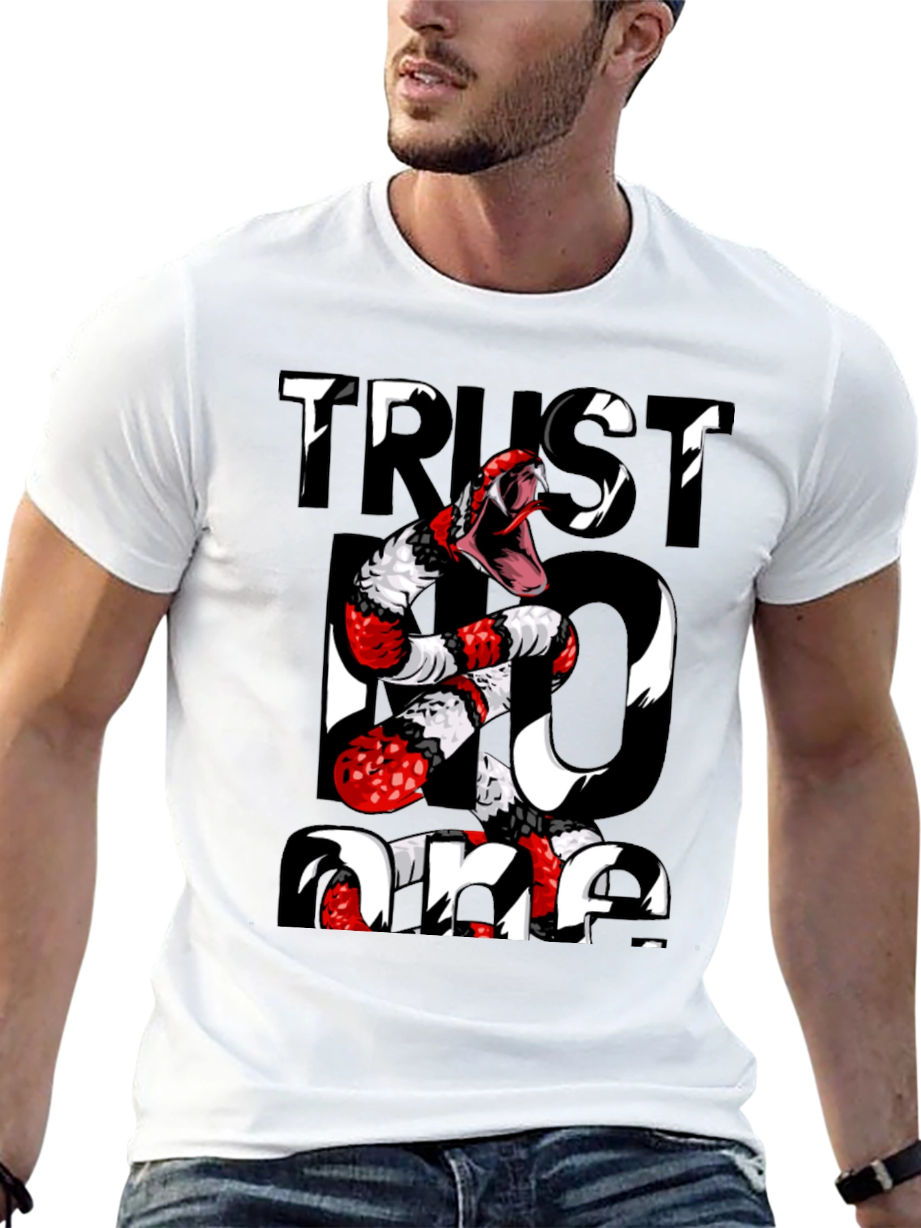 Trust No One Snake Graphic Tee - Black