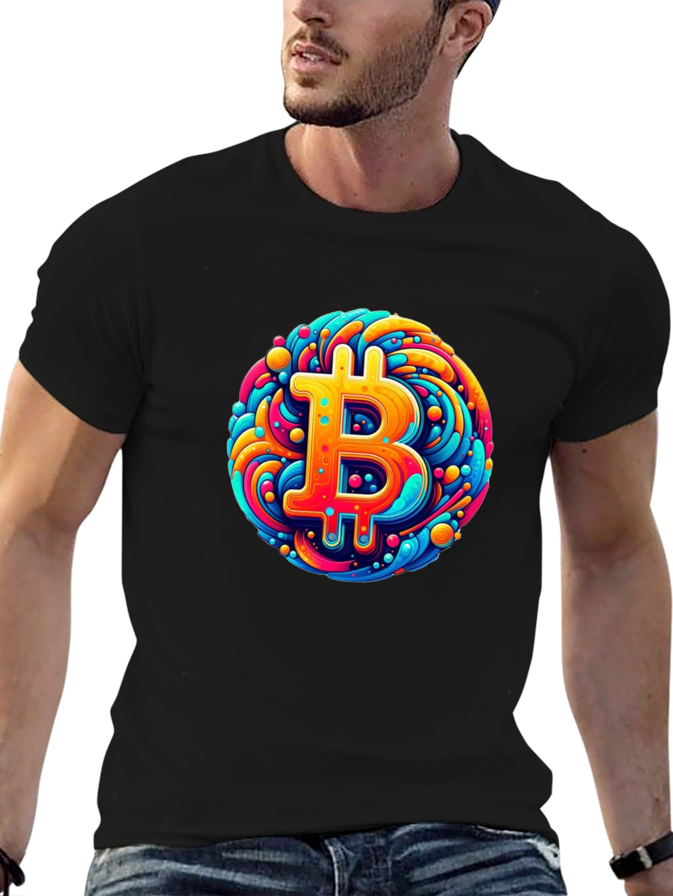 Bitcoin Art T-Shirt - Crypto Swirl Design