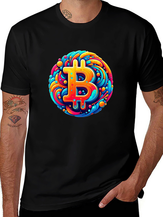 Bitcoin Art T-Shirt - Crypto Swirl Design