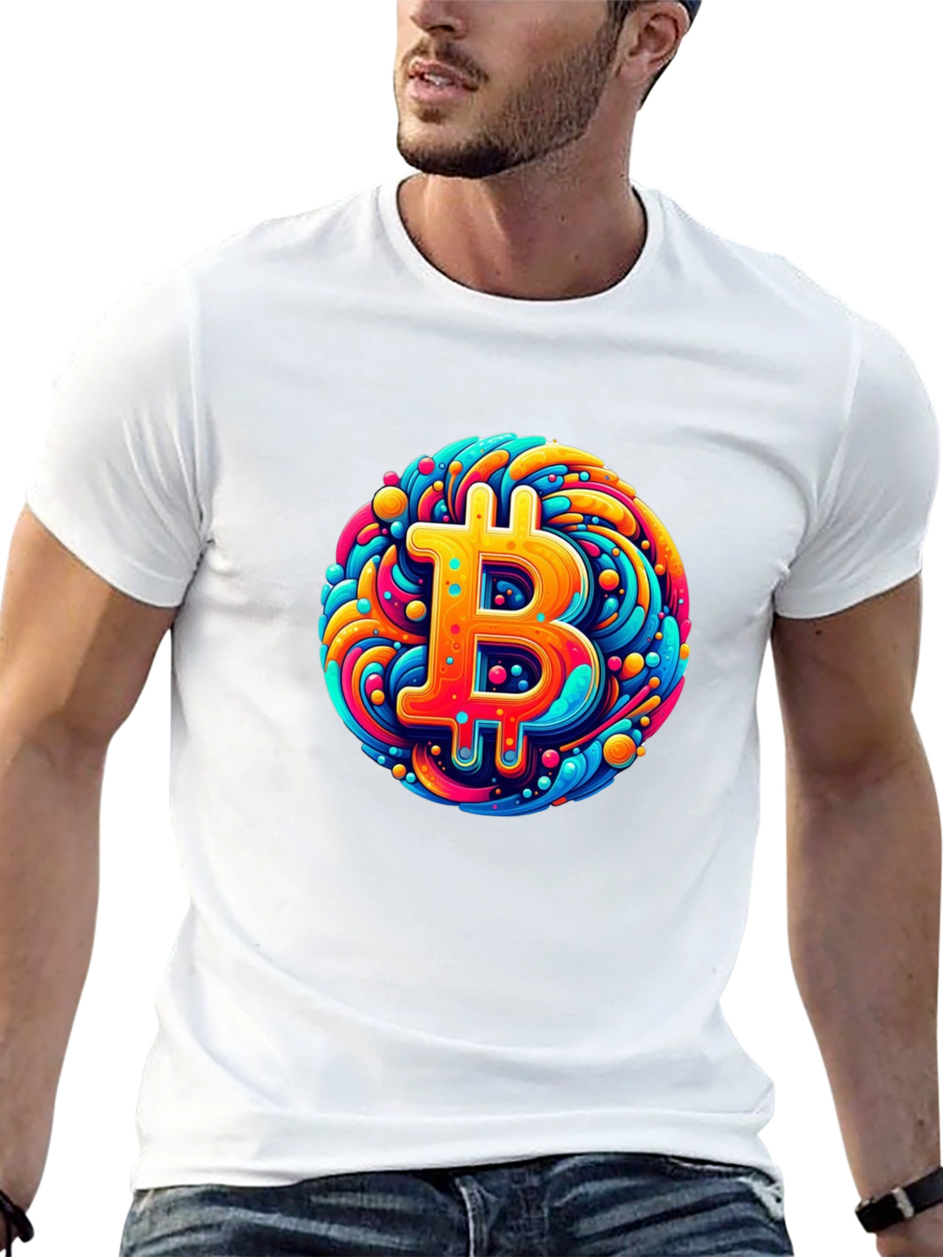 Bitcoin Art T-Shirt - Crypto Swirl Design