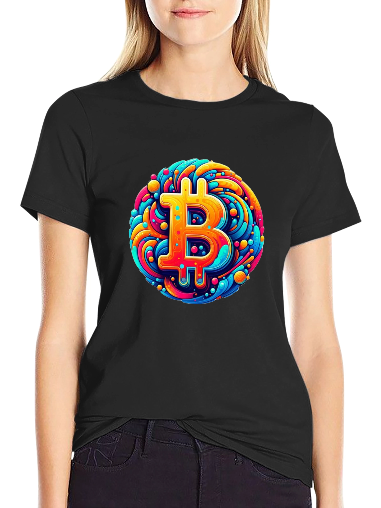 Bitcoin Art T-Shirt - Crypto Swirl Design