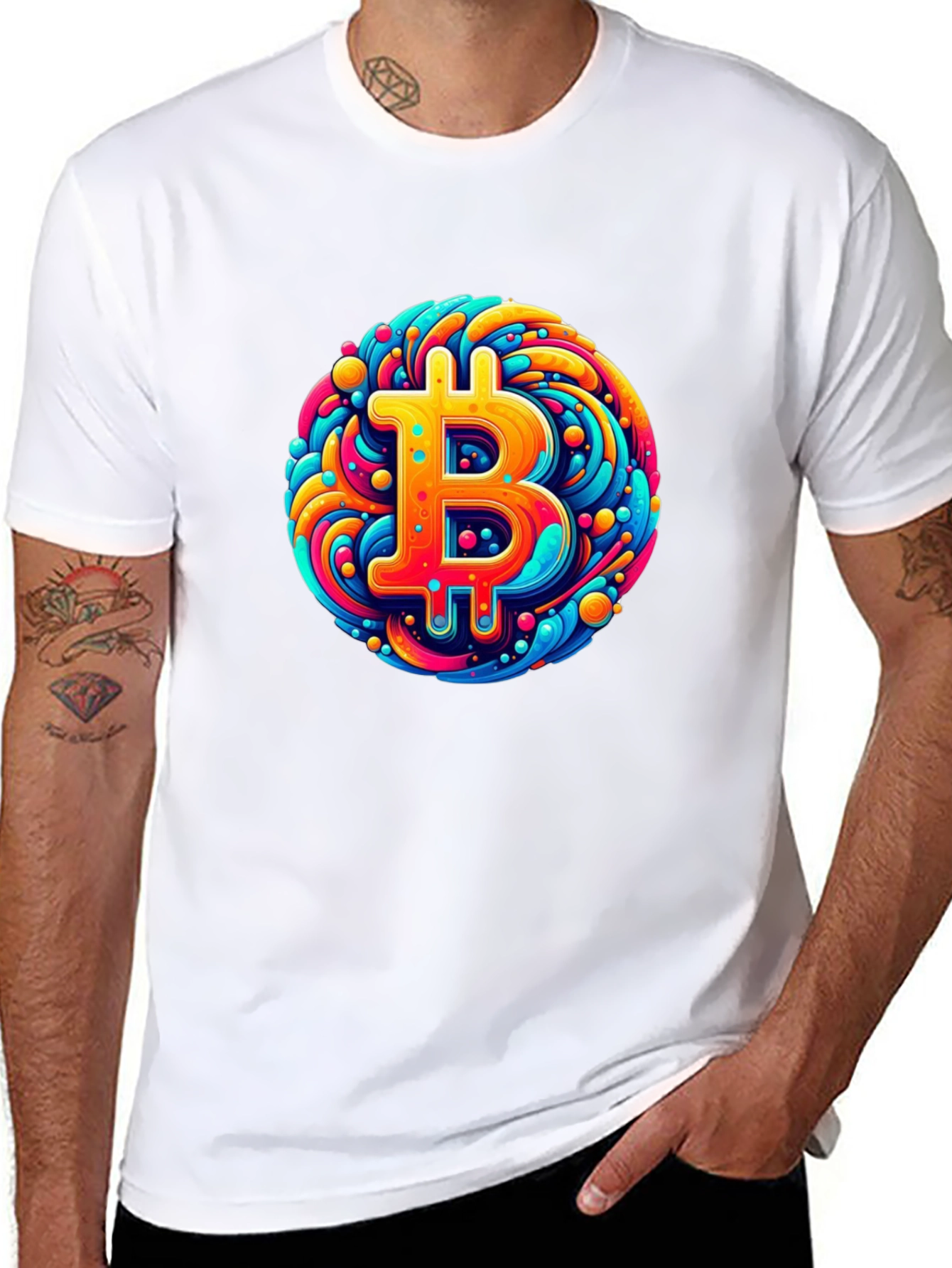 Bitcoin Art T-Shirt - Crypto Swirl Design