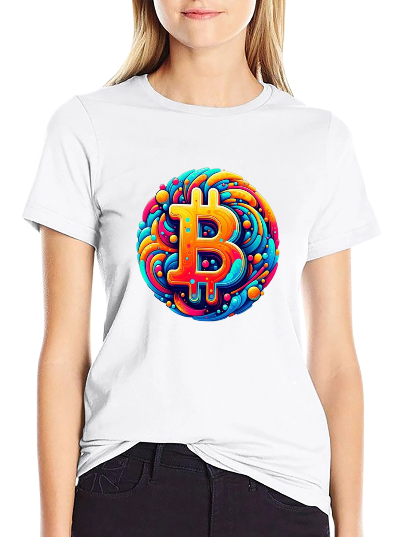 Bitcoin Art T-Shirt - Crypto Swirl Design