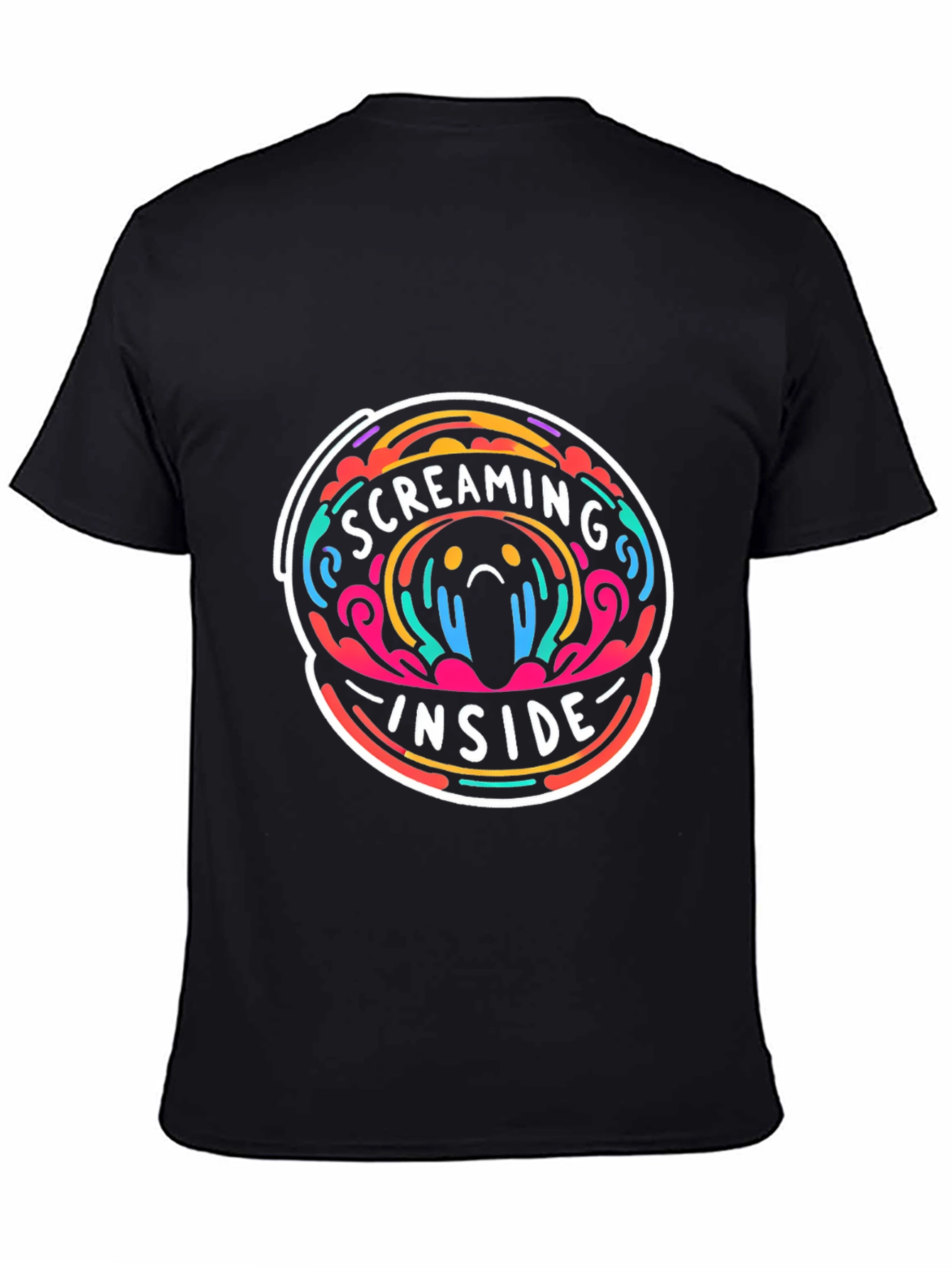Screaming Inside Graphic Tee - Trendy Crew Neck Shirt