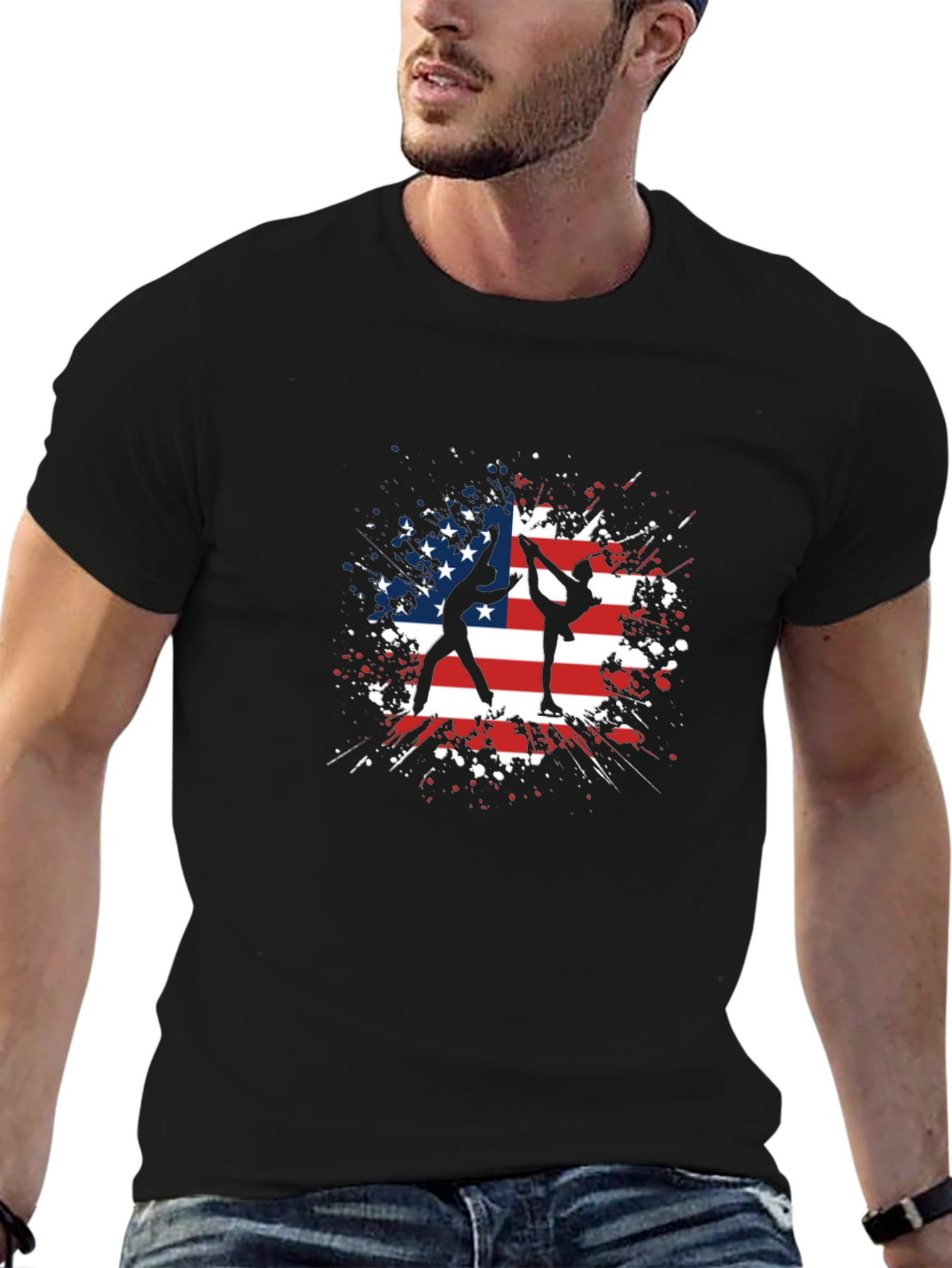 Figure Skating USA Flag T-Shirt